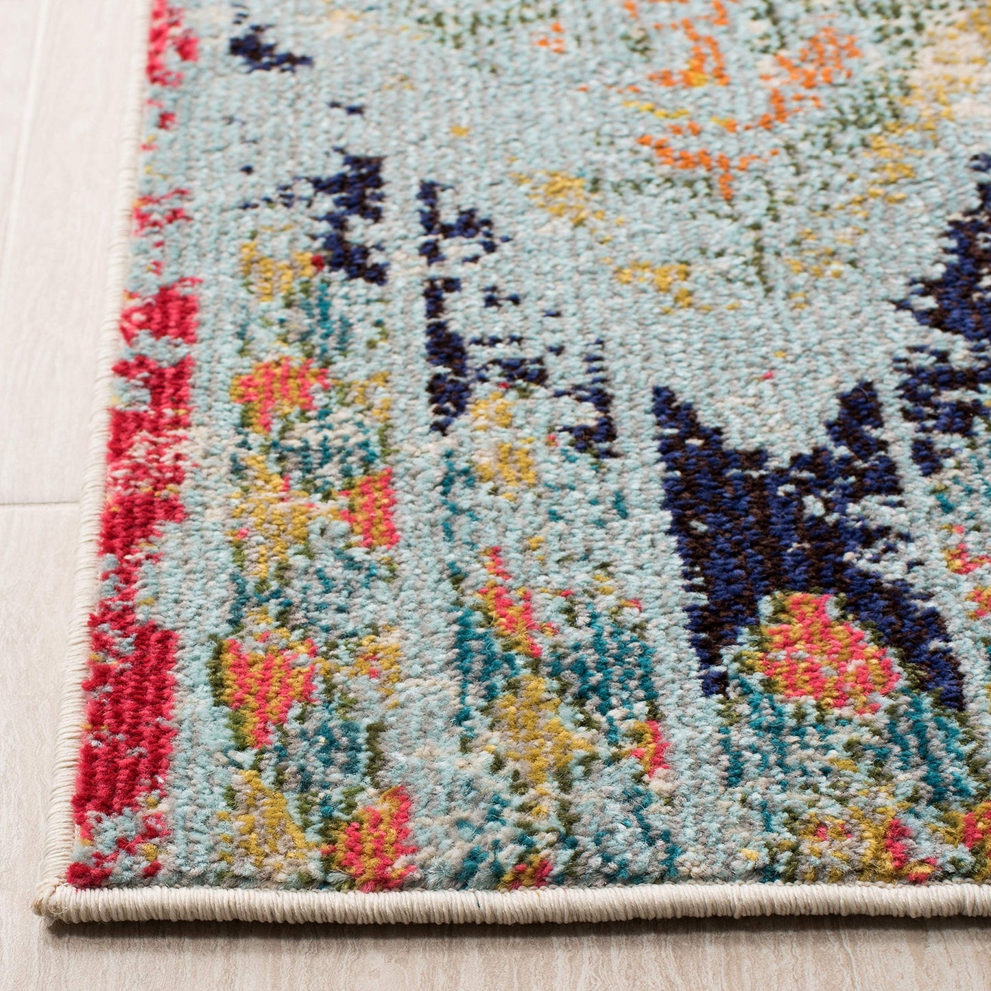 SAFAVIEH Madison Collection Area Rug - 10' x 14', Blue & Orange, Boho Chic Tribal Distressed Design, Non-Shedding & Easy Care, Ideal for High Traffic Areas in Living Room, Bedroom (MAD422F)