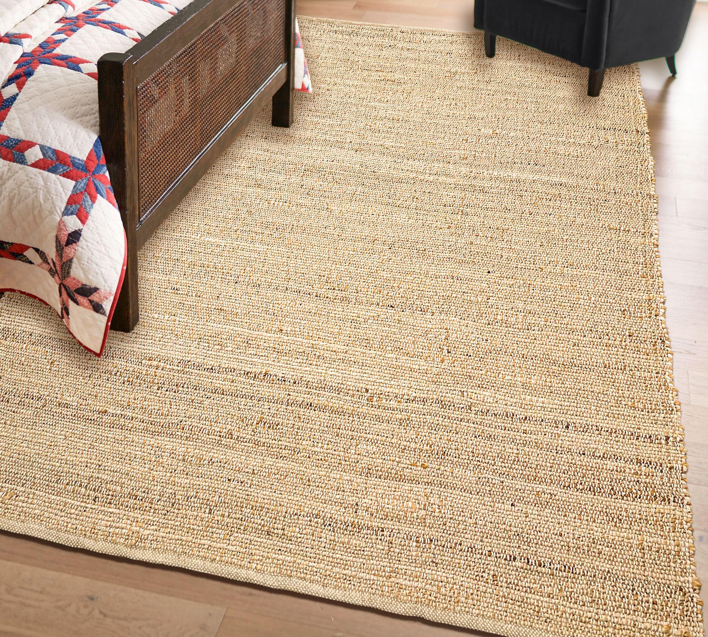 Chardin home 5x7 Jute Cotton Hand Woven Area Rug, Natural Jute Braided Boho Farmhouse Rug, Rustic Vintage Reversible Natural Fiber Rug for Living Room, Bedroom, Dining Room, Office, or Entryway.