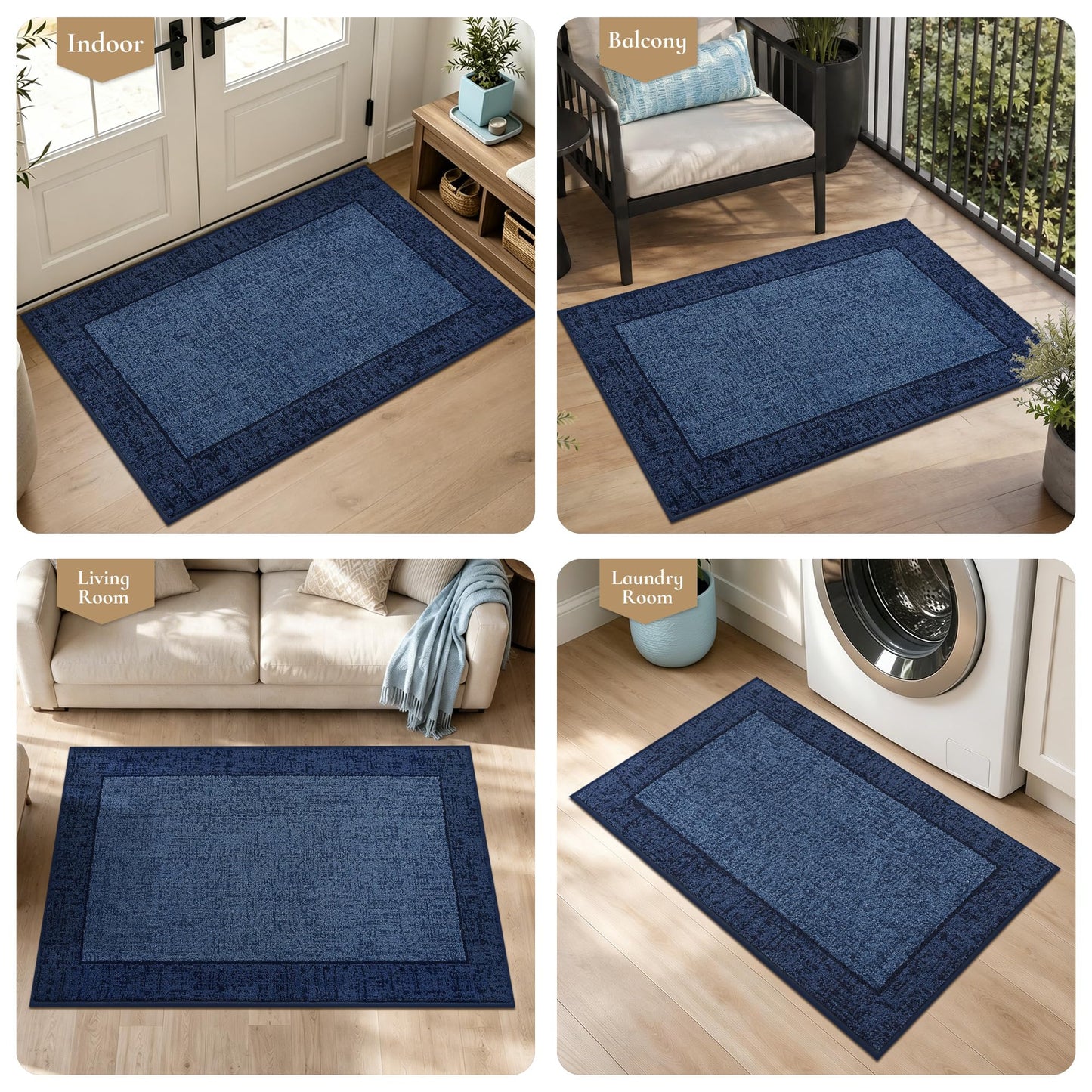 MatMaven Dirt Trapper Door Mat 20"x 32", Non Slip Washable Doormat, Stain Removal and Absorbent Welcome Mat, Floor Mats,Low Profile Entrance Dog Door Mats for Front Back Door,Blue
