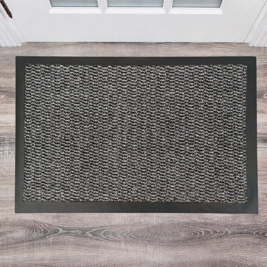 Ultralux Large Indoor Door Mat 35" x 59" Non-Slip Vinyl Backed Entry Doormat, Gray Absorbent Dirt Trapper Entrance Mat, Front and Back Door Mat, Inside Entry Mat