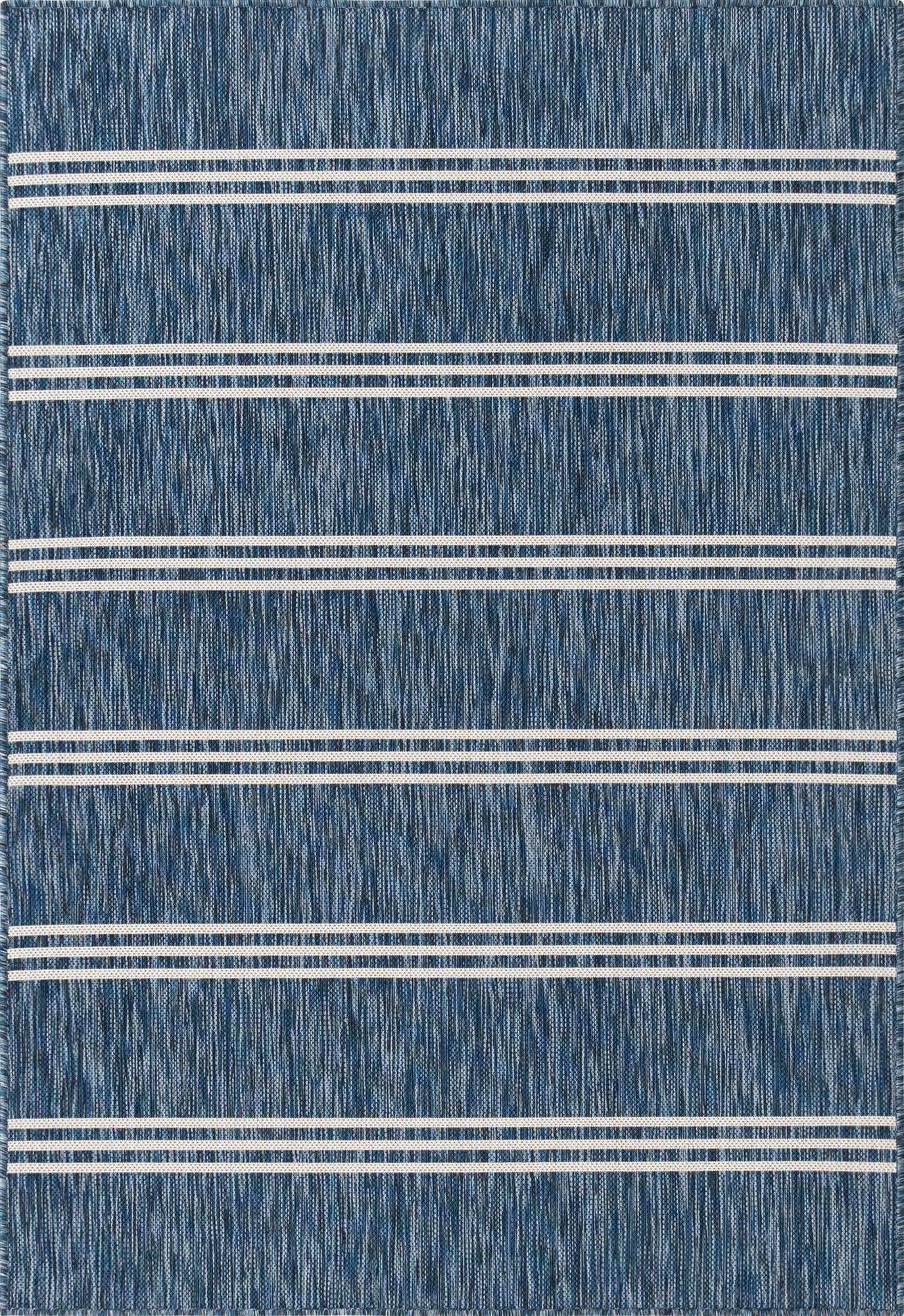 Unique Loom Outdoor Collection Area Rug - Anguilla (4' 1" x 6' 1" Rectangle, Blue/ Ivory)