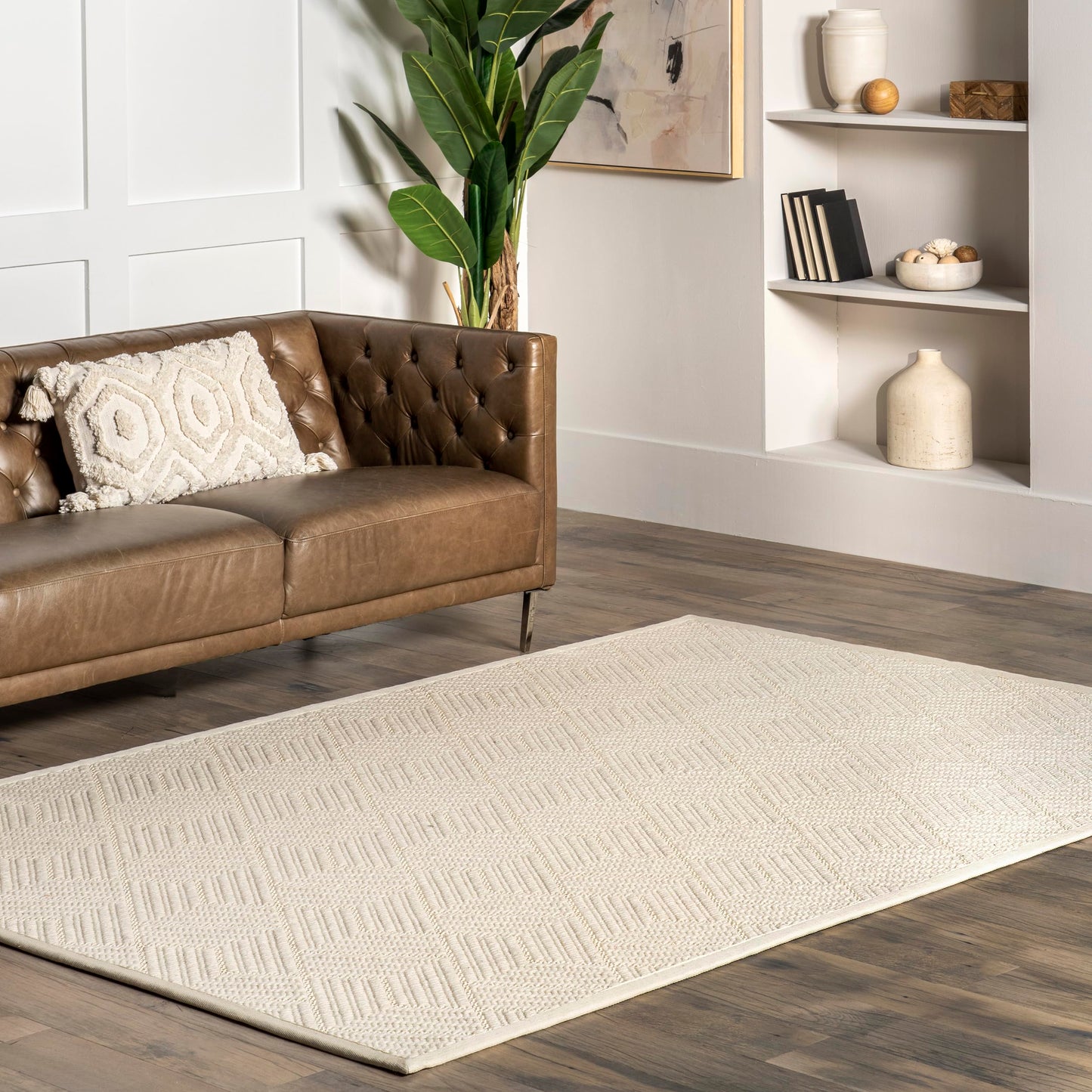 nuLOOM Natural Textured Suzanne Area Rug, 6x9, Cream