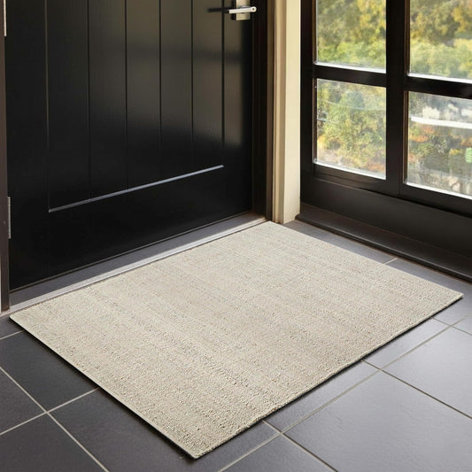 GRUHUM Jute Cotton Area Rug 3'x5'ft Rectangle Hand Woven Natural Farmhouse Rug -Living Room, Bedroom, Kitchen, Hallways, Entryways- Rustic Vintage Bohemian Eco-Friendly Home Décor 3x5ft Doormat