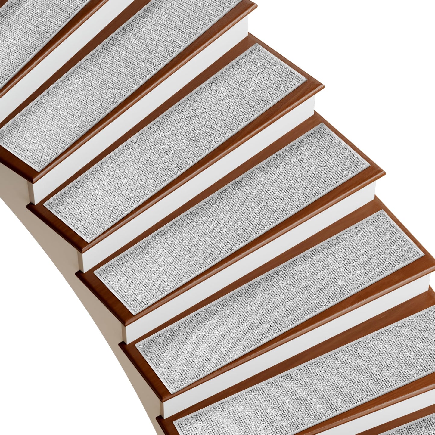 Deerly Linen Stair Treads Non Slip 15pcs Stair Runner for Wooden Steps Peel and Stick Stairs Carpet Treads Indoor Staircase Covers Mat with Self-Adhesive Backing for Pets and Kids 8"X30" Grey