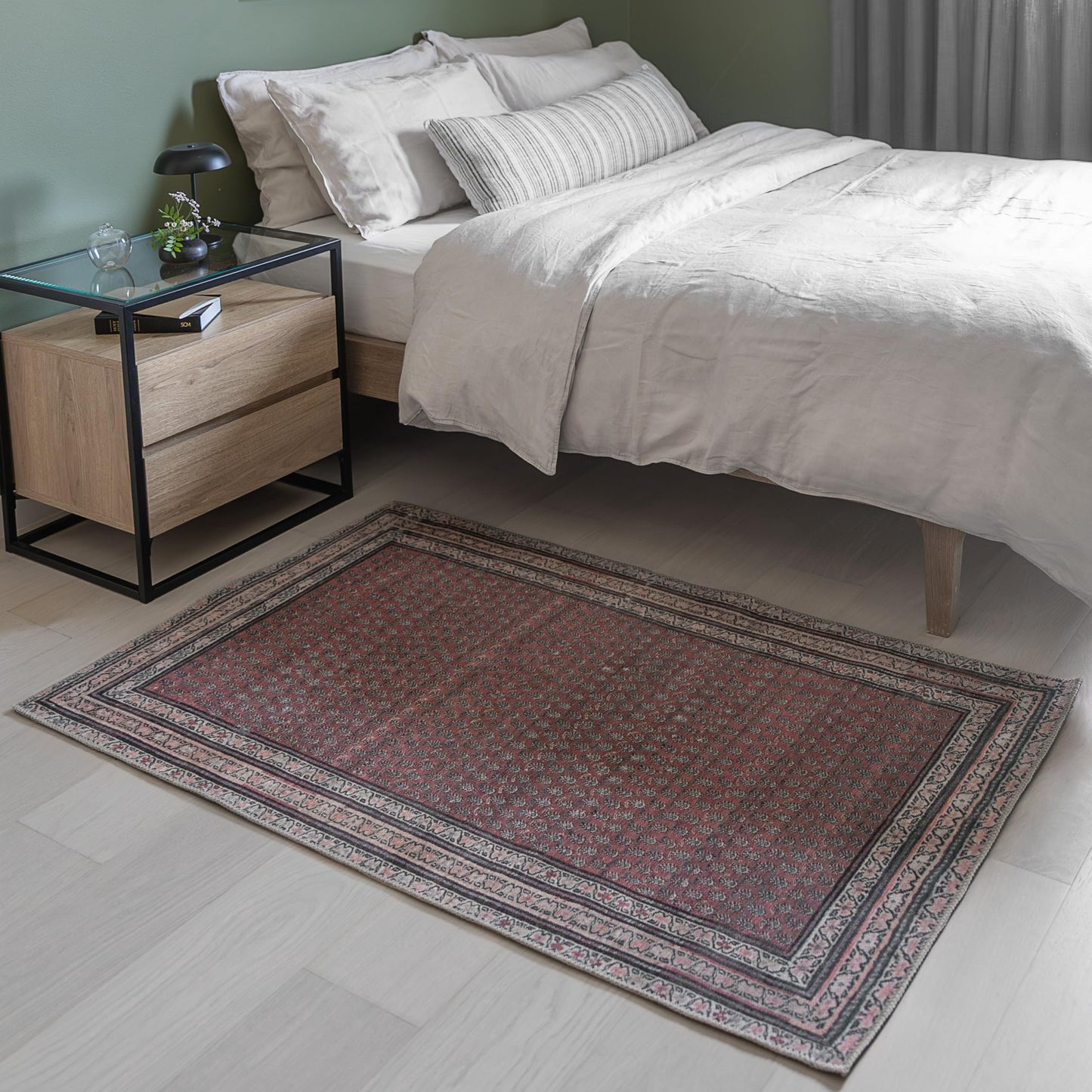 KNOTTING MATTERS Rusty Rhythm 3’ x 5’ Area Rug – Deep Rust & Charcoal Heritage Flatweave, Low-Pile – Easy Clean Accent Rug – Perfect for Entryway, Hallway, Kitchen, Bedroom – Pet & Kid Friendly