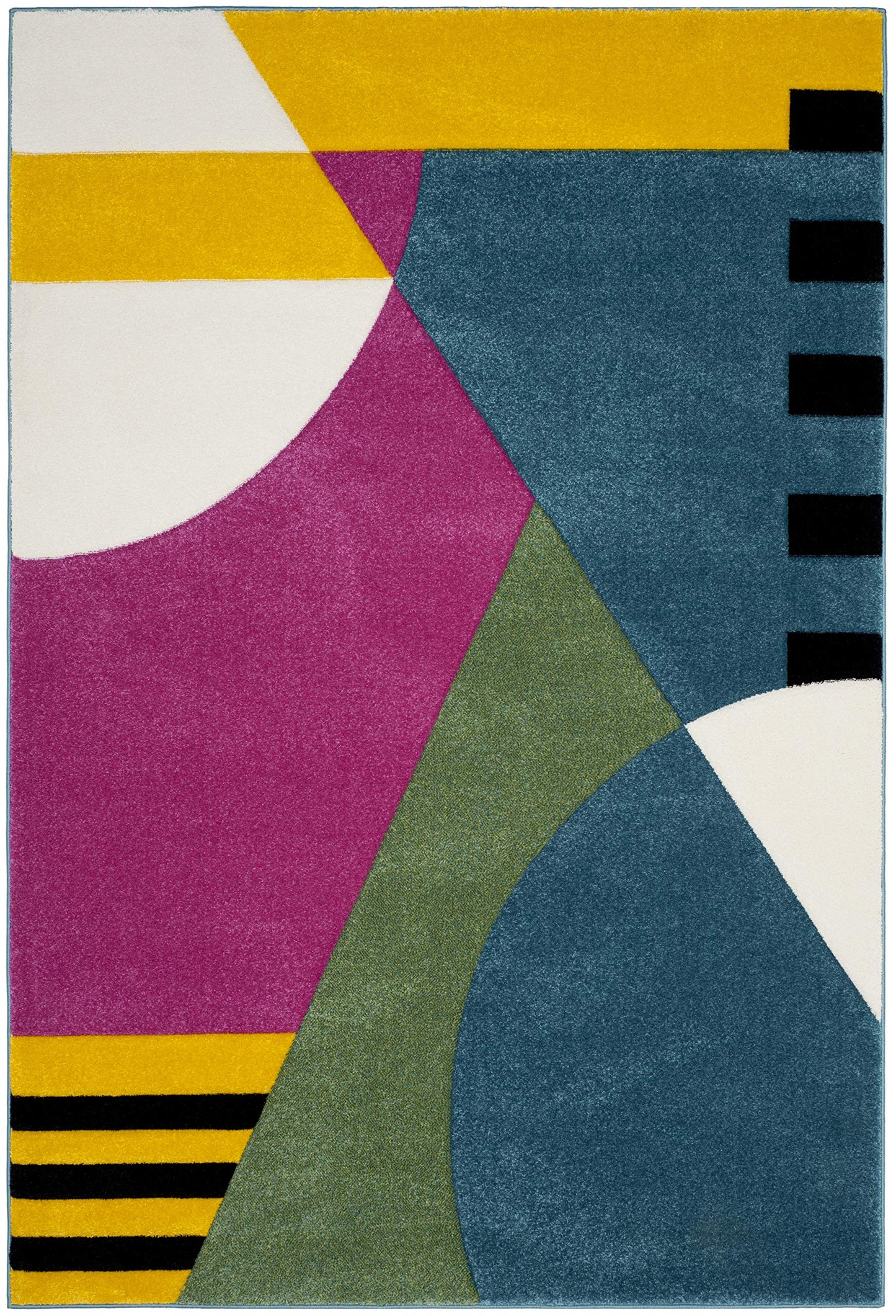 SAFAVIEH Hollywood Collection Accent Rug - 4' x 6', Peacock Blue & Fuchsia, Mid-Century Modern Design, Non-Shedding & Easy Care, Ideal for High Traffic Areas in Foyer, Living Room, Bedroom (HLW706C)
