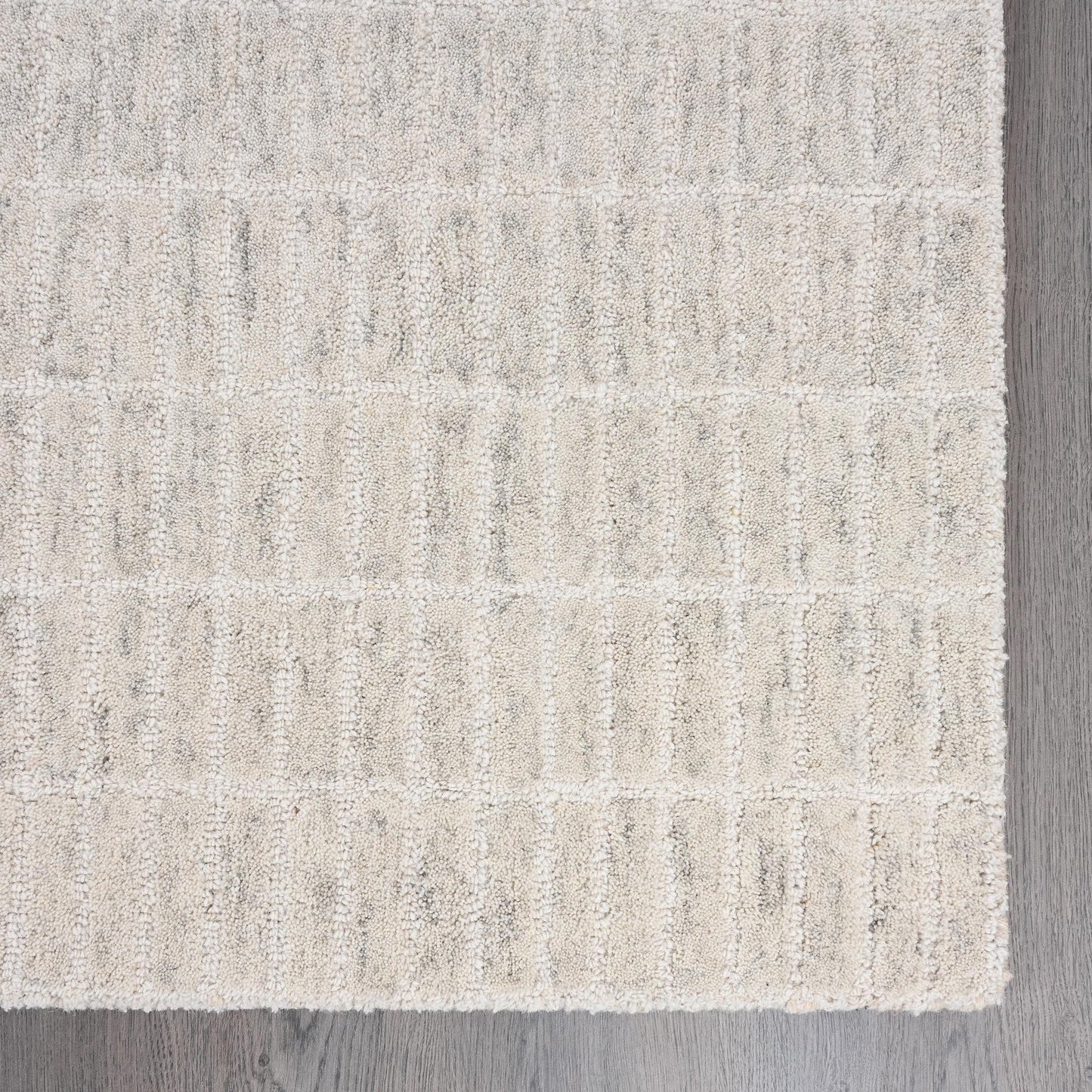 RUGORIA Hand-Tufted 100% Wool Area Rug – Unique Modern Geometric Grid Pattern, Soft Plush Textured Carpet for Living Room, Bedroom, Dining Room & Entryway (Grey,Beige, 6' x 9')