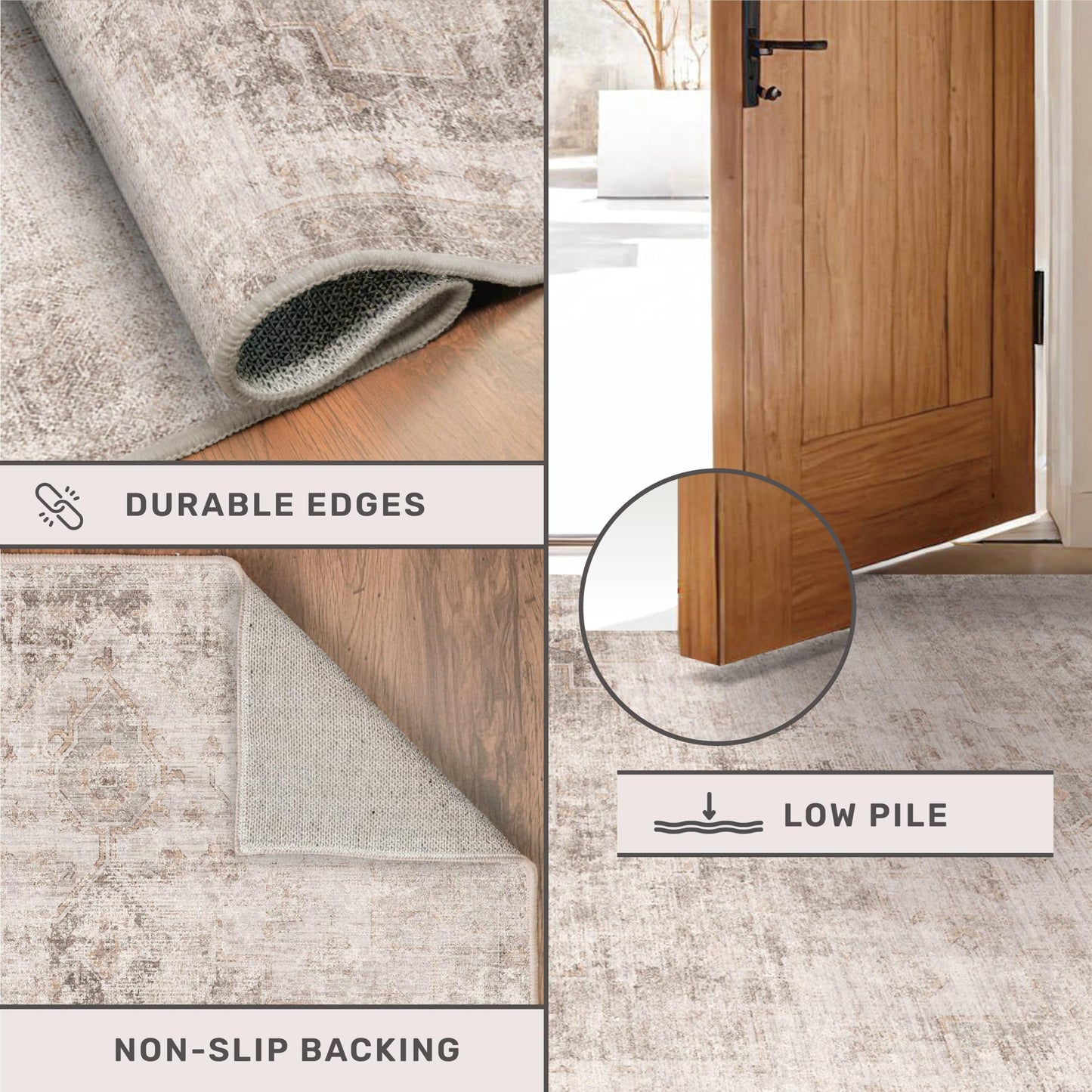 Hazo Haus Farmhouse Area Rugs for Living Room, 8x10 Washable Abstract Rug for Bedroom, Dining Room Under Table and Home Office, Ultra-Soft Low Pile Design, Stain Resistant (Beige/Brown/Peach)