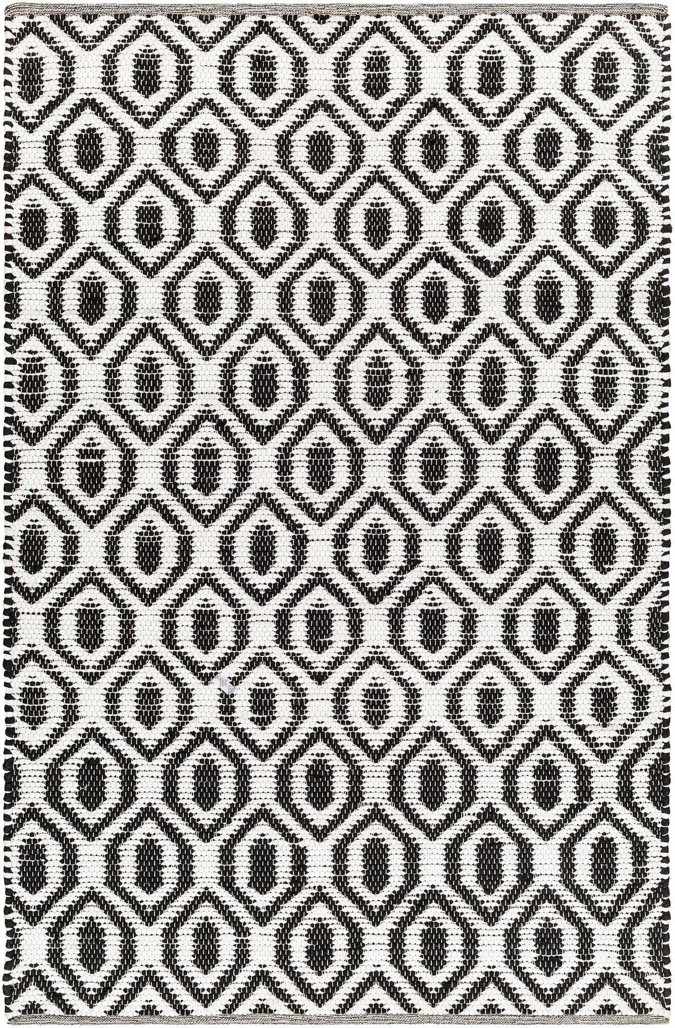 Hauteloom Nautilus Recycled Material Area Rug - Geometric Diamond Trellis Medallion - Contemporary Modern Tribal Minimalist Moroccan - Rose Cream, Dark Purple, Dark Gray, Black, White - 5' x 7'6"