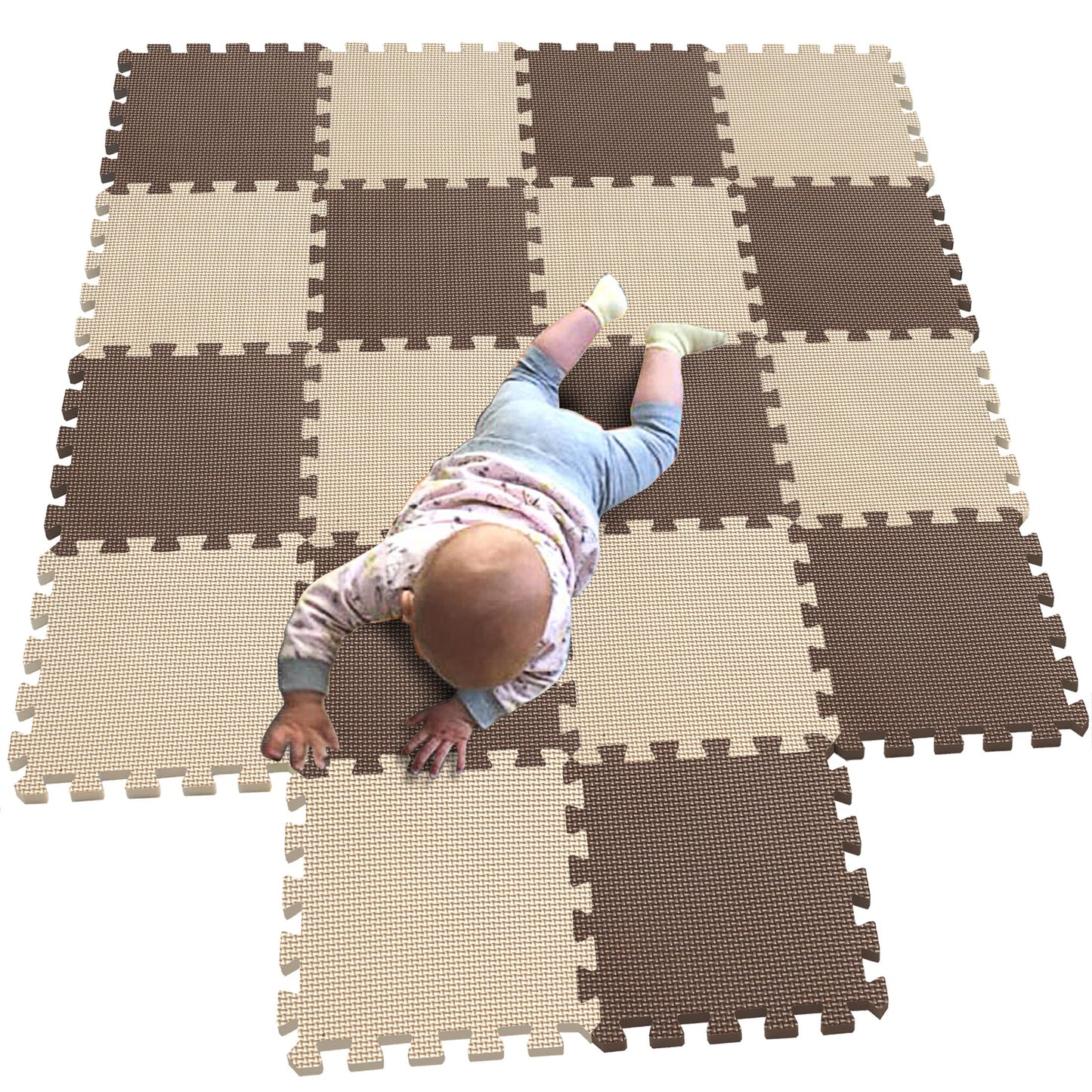 MQIAOHAM® 18 Pieces Puzzle Play Mats, Soft Baby Play Mat, Kids Interlocking Foam Floor Tiles, Carpet Playmats G301018-106110