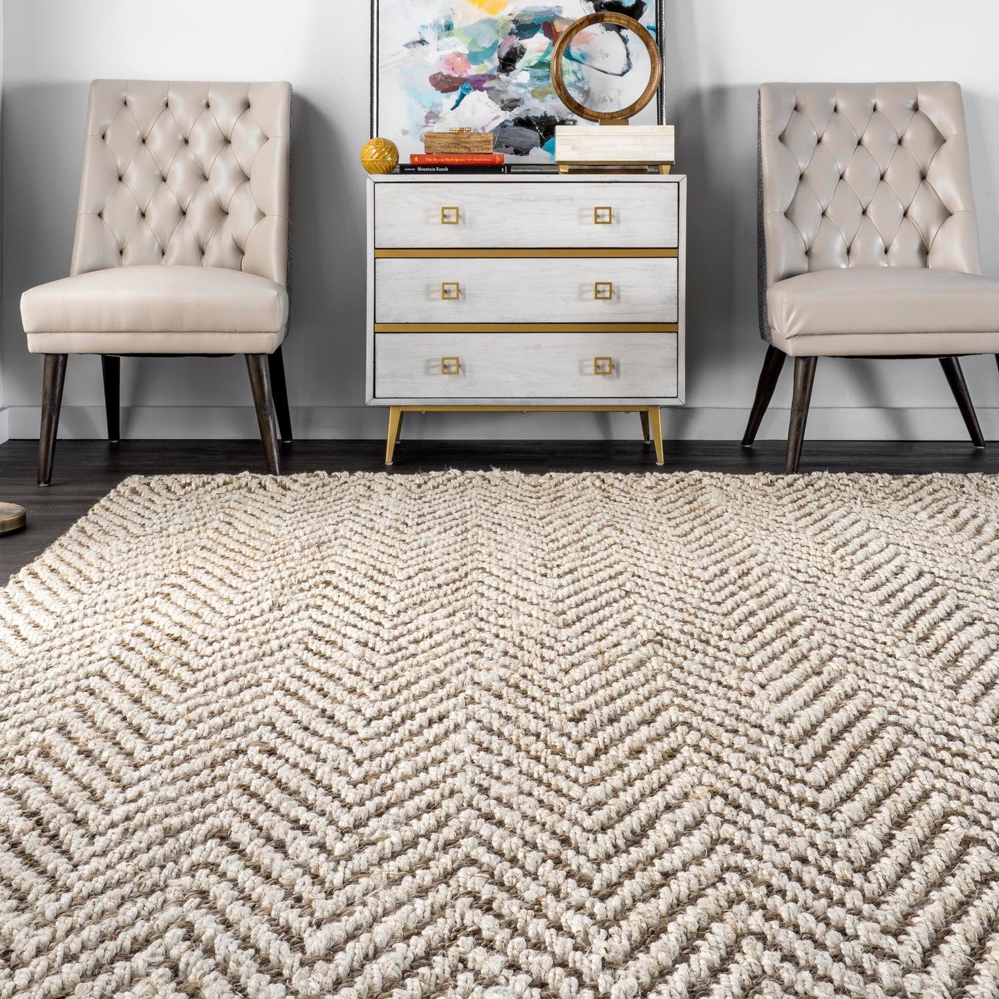 Nuloom Vania Off-White/Blue, 2'6" x 6', Hand Woven, Striped, Jute, Soft and Textured, High Traffic, Stain Resistant, Easy Clean, Durable Runner for Bedroom, Living Room, Dining, Den, Foyer, Entryway