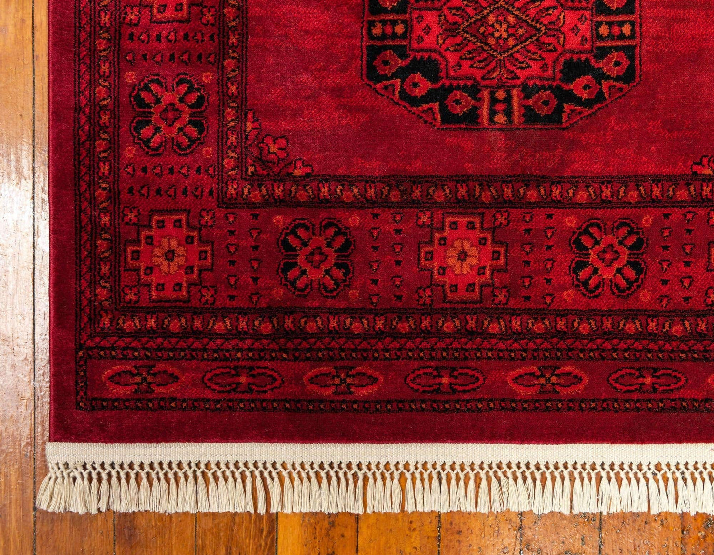 Unique Loom Tekke Collection Over-Dyed Saturated Traditional Torkaman Area Rug (5' 0 x 8' 0 Rectangular, Red/Black)