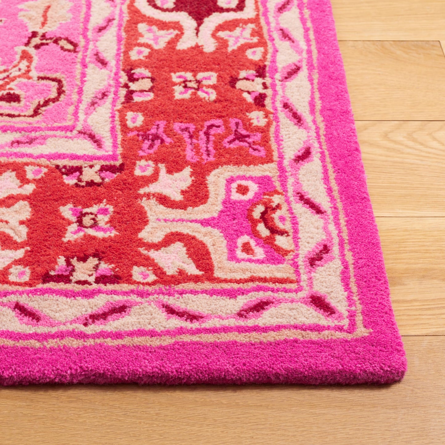 SAFAVIEH Area Rug 8x10 - Bellagio Collection - Large - Red Pink & Ivory, Handmade Wool, Medallion Design, Ideal for Living Room, Bedroom, Office, Dining Space (BLG545A)
