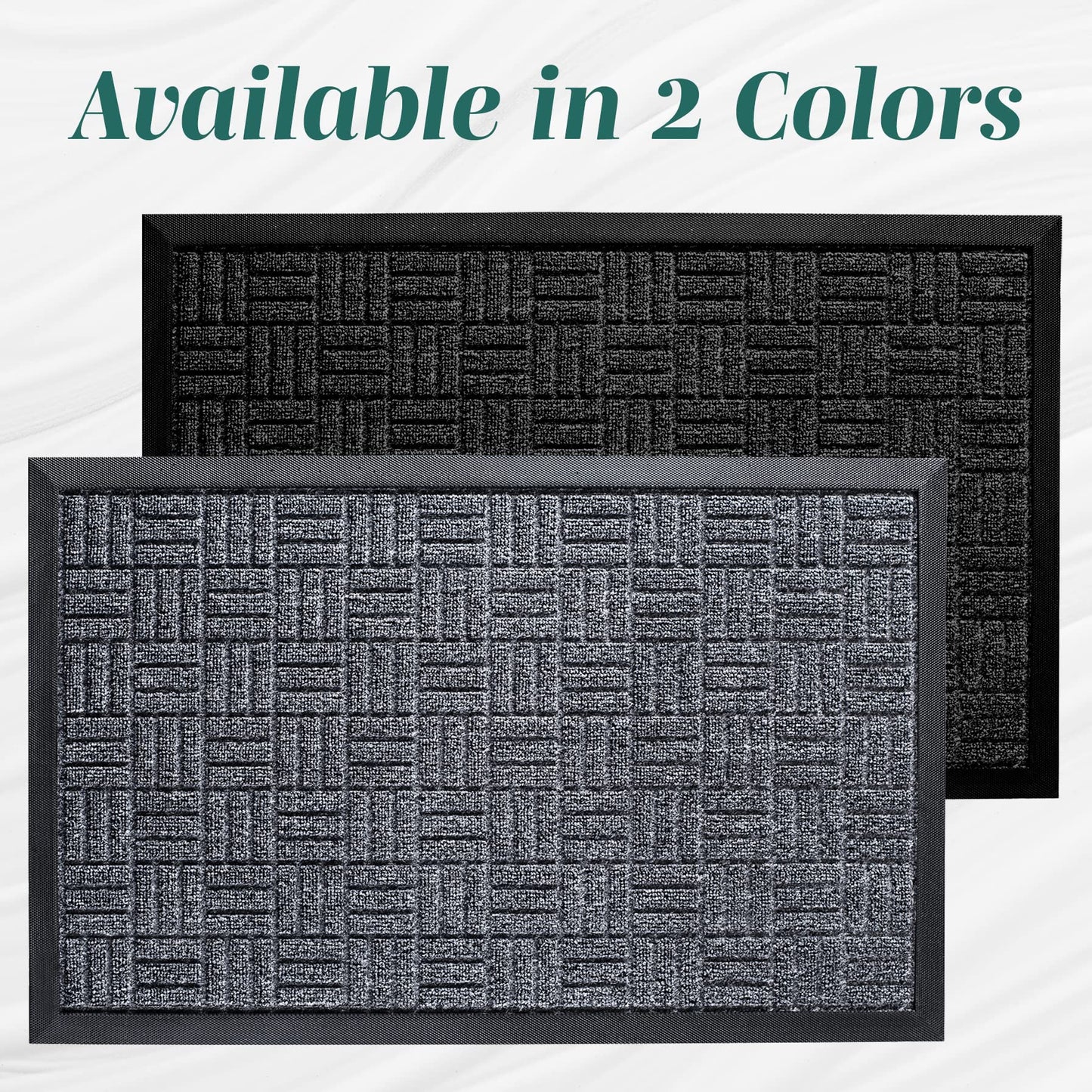 Front Door Mats, 2 Pc Set, 29.5 x 17, All Weather Entry and Back Yard, Indoor and Outdoor Safe, Slip Resistant Rubber Backing, Absorbent and Waterproof, Dirt Trapping Rugs for Entryway