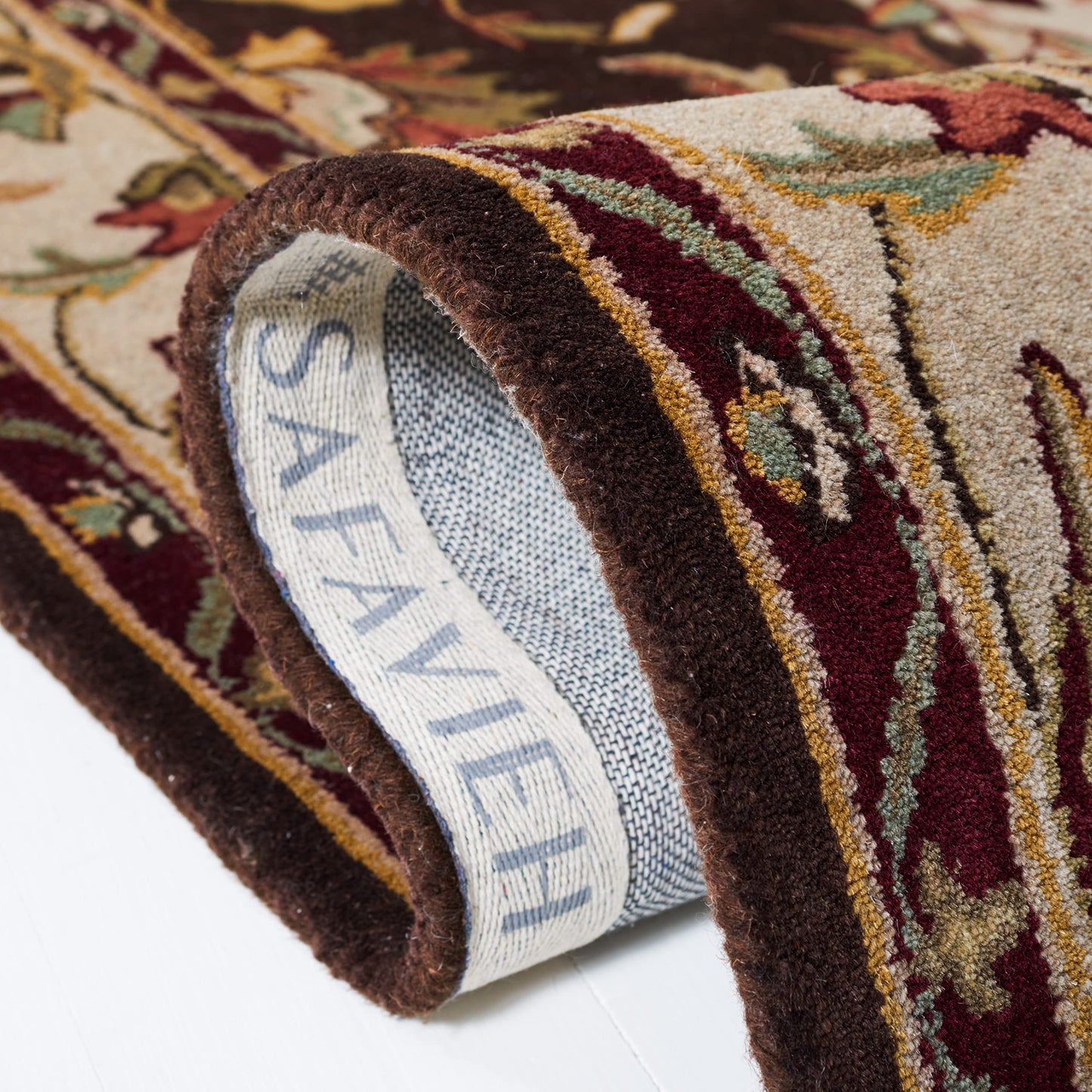 SAFAVIEH Heritage Collection Area Rug - 7'6" x 9'6", Brown & Beige, Handmade Traditional Oriental Wool, Ideal for High Traffic Areas in Living Room, Bedroom (HG818A)