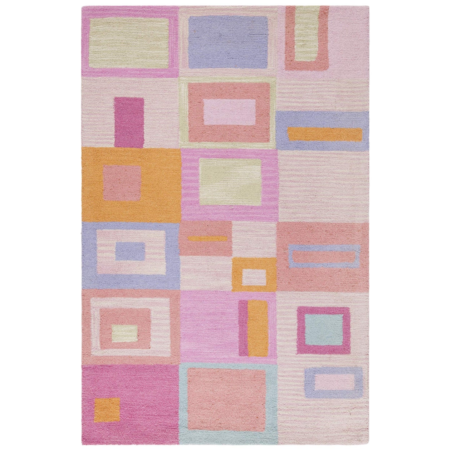 SAFAVIEH Kids Collection Area Rug - 5' x 8', Pink & Multi, Handmade Wool, Ideal for High Traffic Areas in Living Room, Bedroom (SFK317A)