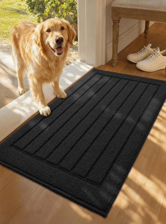 Color&Geometry 30x17 Dirt Trapper Indoor Door Mat, Ultra Sturdy Durable Polypropylene Non Slip Entrance Mat, Easy Clean Dirt Trapping Floor Mat for Entryway Mudroom Patio Muddy Paws, Black