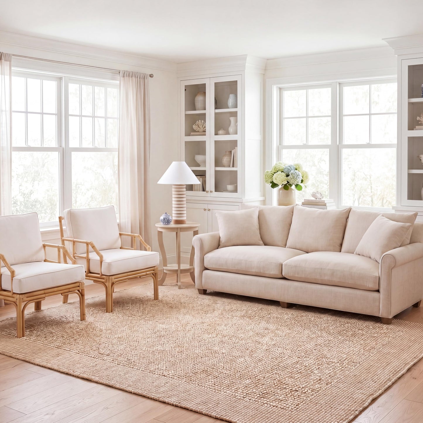 SAFAVIEH Area Rug 8x10 - Natural Fiber Collection - Large - Ivory & Beige, Handmade Jute, Ideal for Living Room, Bedroom, Dining Space (NF449A)