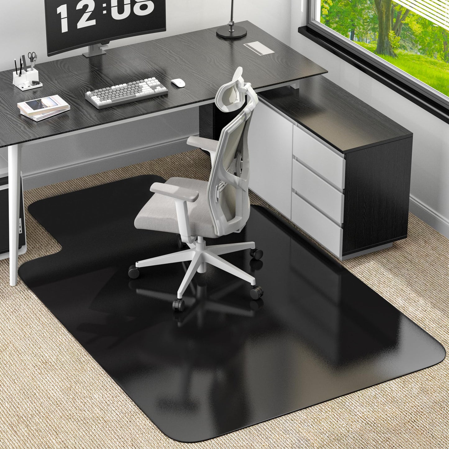 Office Chair Mat for Low Pile Carpeted Floors with Lip, 48" x 60" Heavy Duty Floor Mat for Desk Chair on Carpet,Easy Glide Carpet Protector Mat for Computer Chairs,Rolling Chairs,Office,Home,Anti-slip