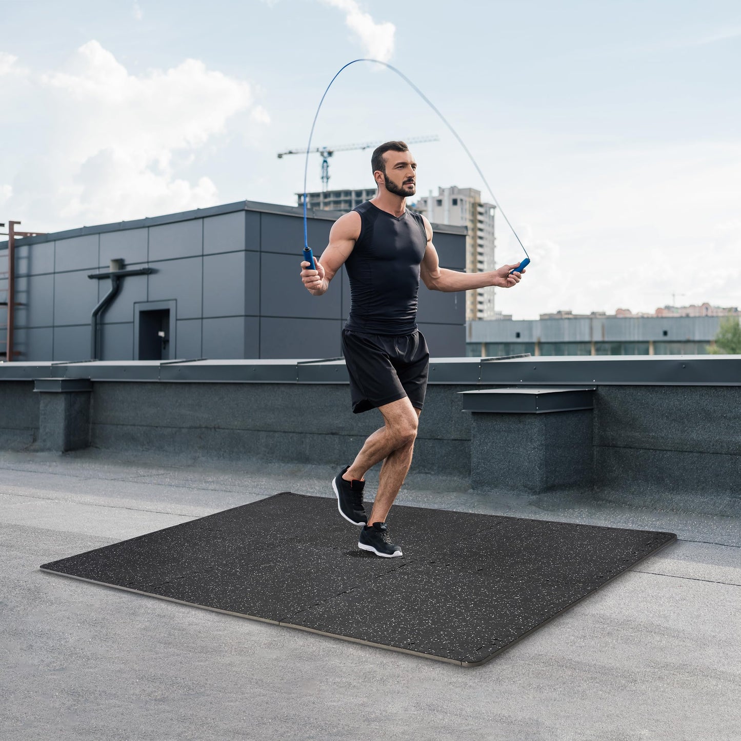 Sivan 0.3 Inch Thick Gym Flooring for Home Gym - 6 EVA Foam Floor Tiles, 24 Sq Ft Rubber Top Gym Mats for Home Gym and Exercise Equipment, Interlocking Protective Flooring 24 in x 24 in Gym Mat