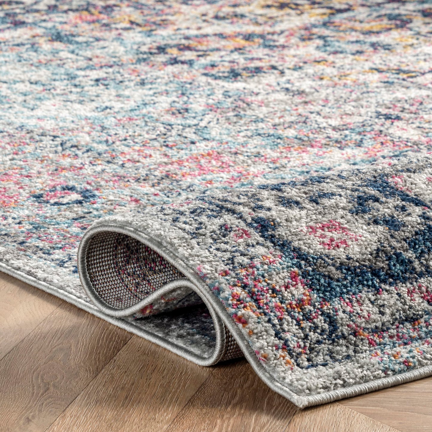 nuLOOM Lilah Vintage Medallion Area Rug, 8' x 10', Blue, Rectangular