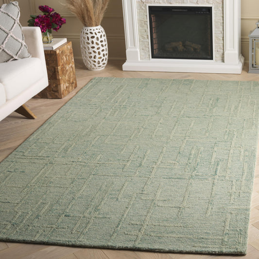 SAFAVIEH Ebony Collection Area Rug - 5' x 8', Green, Handmade Wool, Ideal for The Living Room, Bedroom, Dining Room (EBN750Y-5)