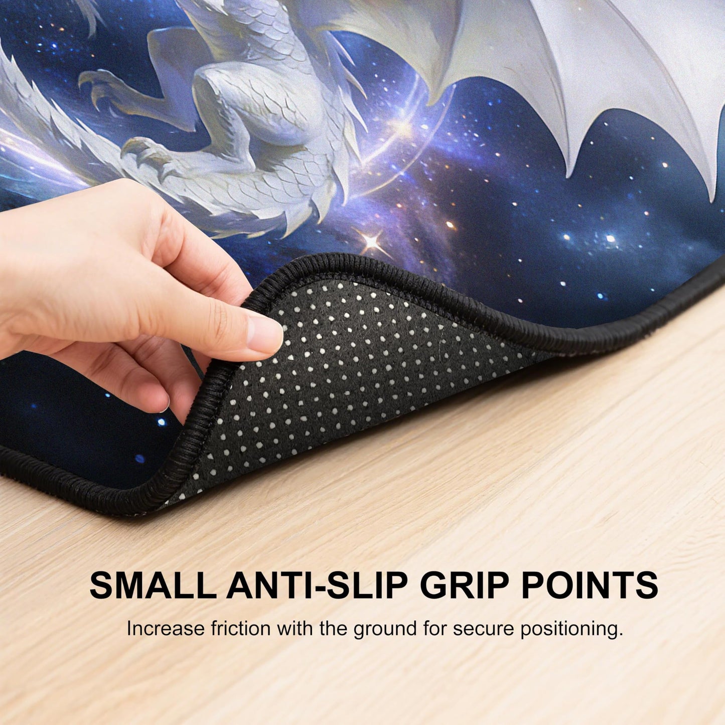 VTKON 2x3 Black and White Dragon Area Rug Washable for Living Room, Indoor Non Slip Fantasy Starry Sky Dragon Print Carpet for Kids Boys Bedroom, Animal Theme Floor Mat Room Decor