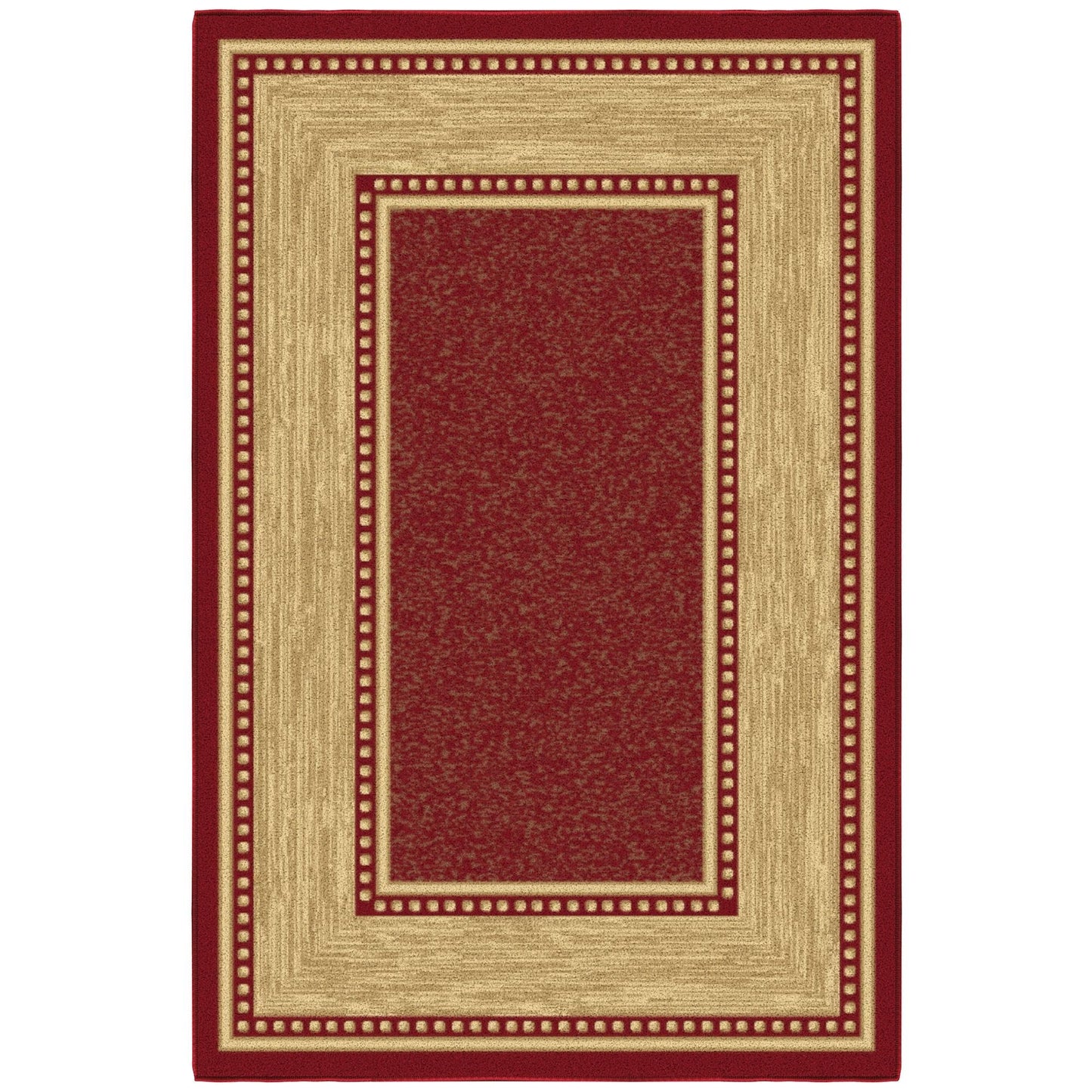 Ottomanson Area Rug 3'3" x 4'7" – Non Slip Rubber Backed Indoor Rug, Low Pile Accent Rug for Living Room, Bedroom, Entryway, Kitchen, Durable Floor Carpet, Border Red