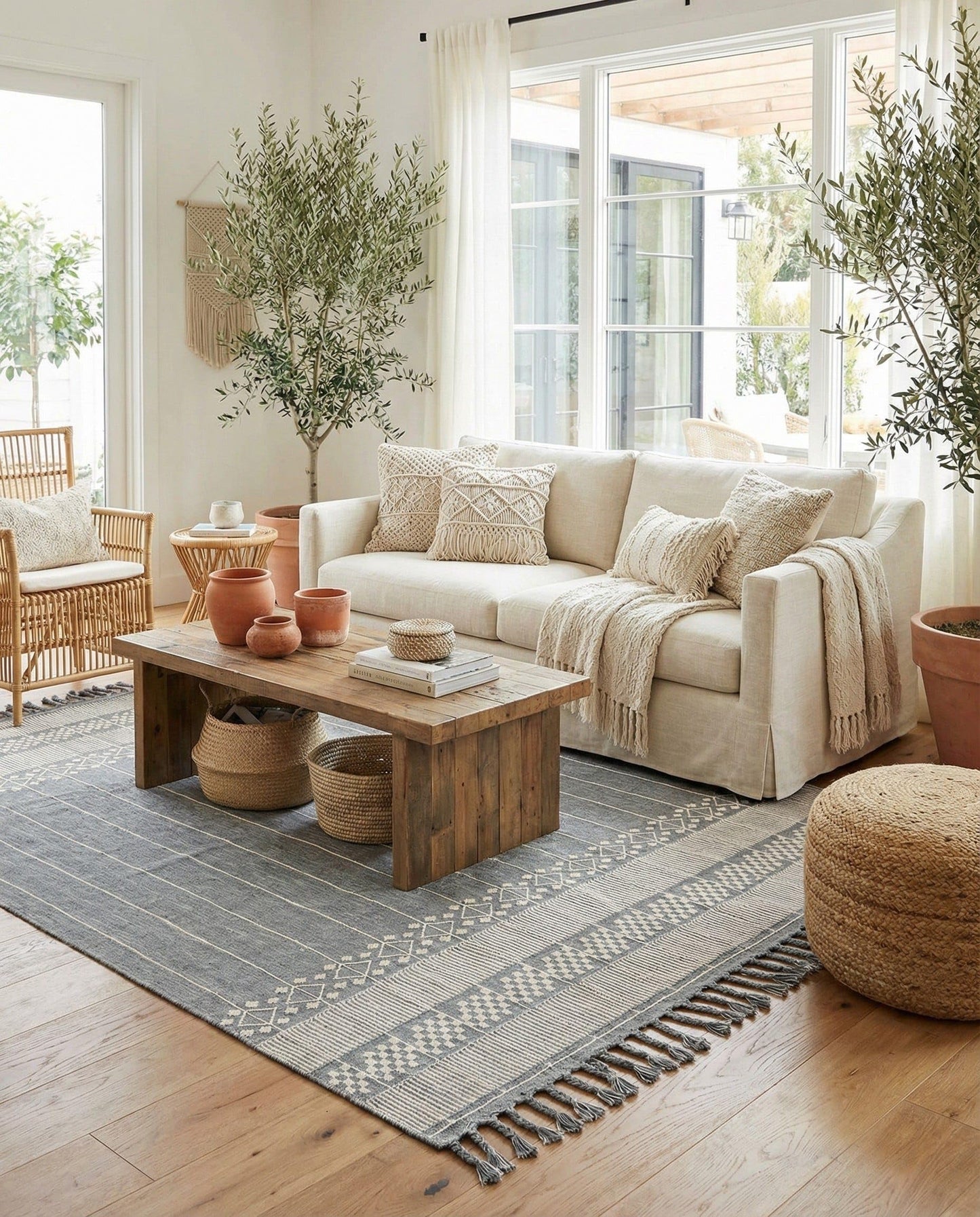 Rugs.com - Eco Bohemian Indoor Outdoor Rug – 9' x 12' Cool Gray Easy-Clean Rug – Sustainable Recycled Material for Patios, Decks, and Porches