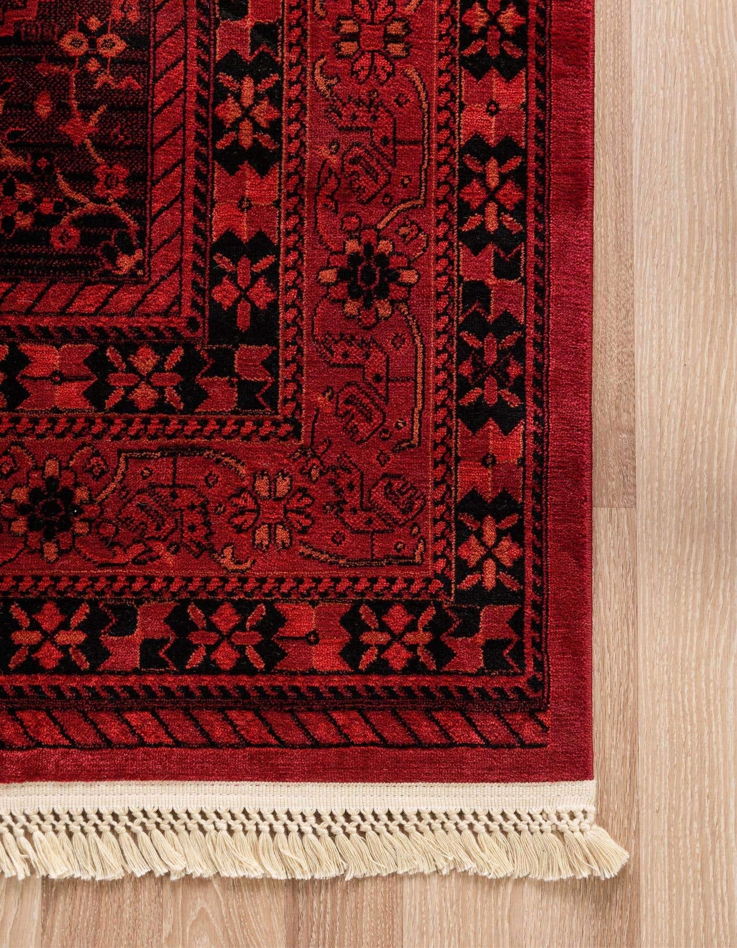 Unique Loom Tekke Collection Area Rug - Sheibani (6' 1" x 9' Rectangle, Red/ Black)