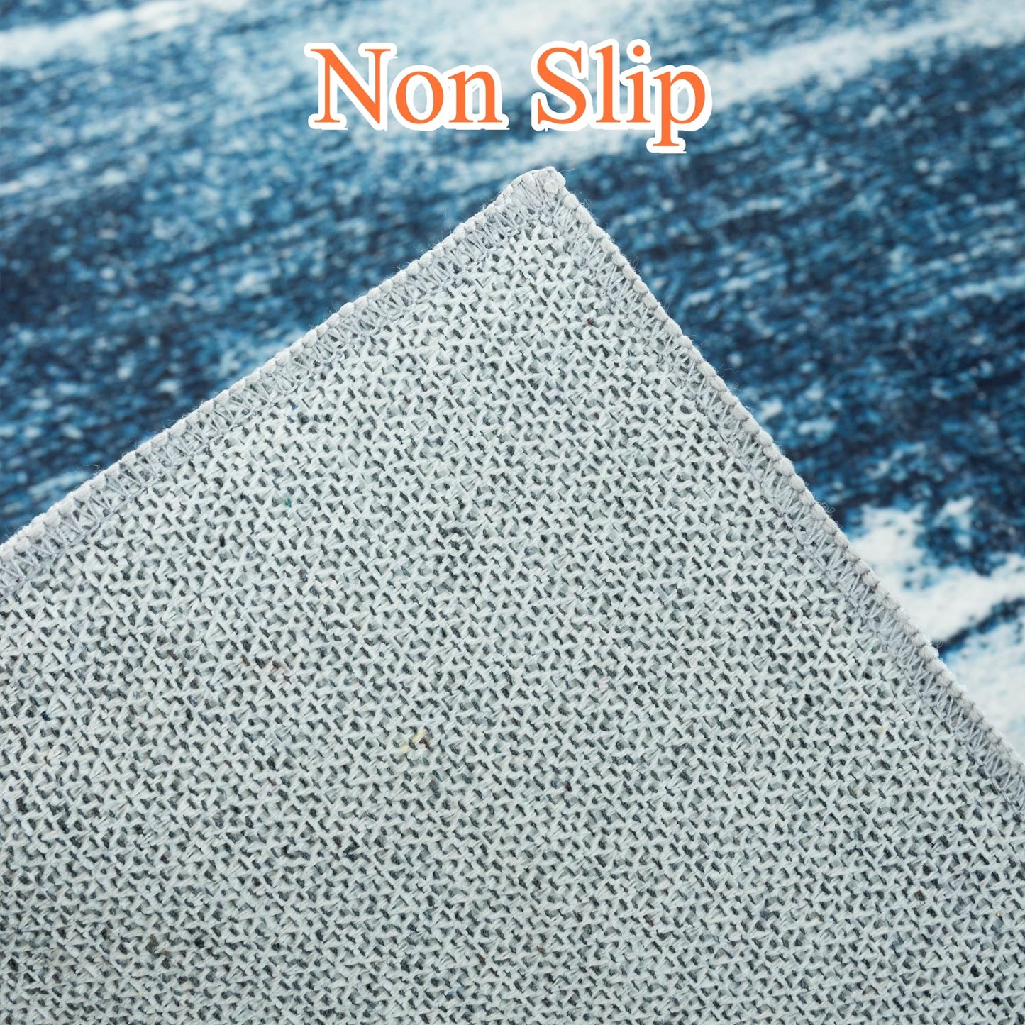 Carvapet 8x10 Area Rug - Midnight Navy Blue Modern Abstract Carpet, Ultra Soft Silky Faux Cashmere Rug, Extra Large Low Pile Skid-Resistant Floor Mat for Grand Living Room Dining Room Bedroom