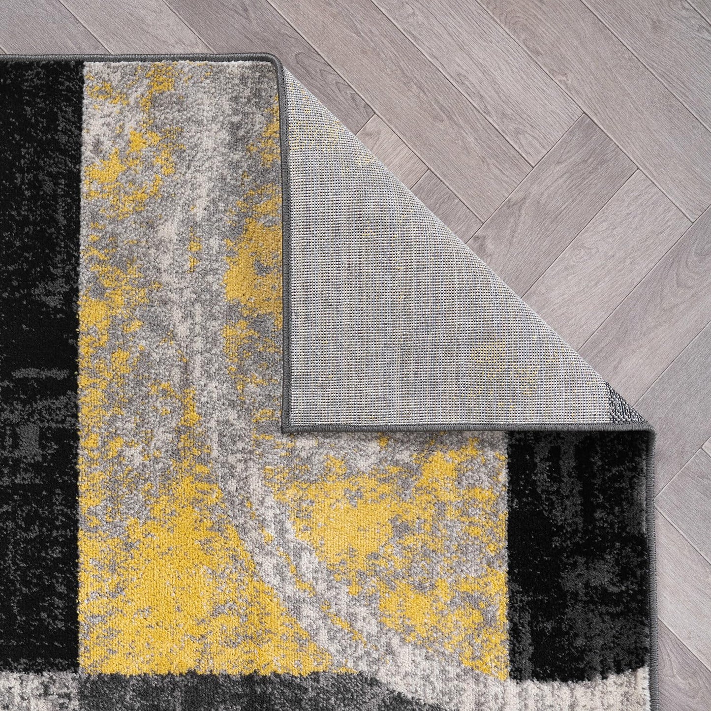 Rugshop Contemporary Circle Design Area Rug, Carpet with Jute Backing for Living Room, Bedroom, or Dining Room, Yellow, 5'3" x 7'3"
