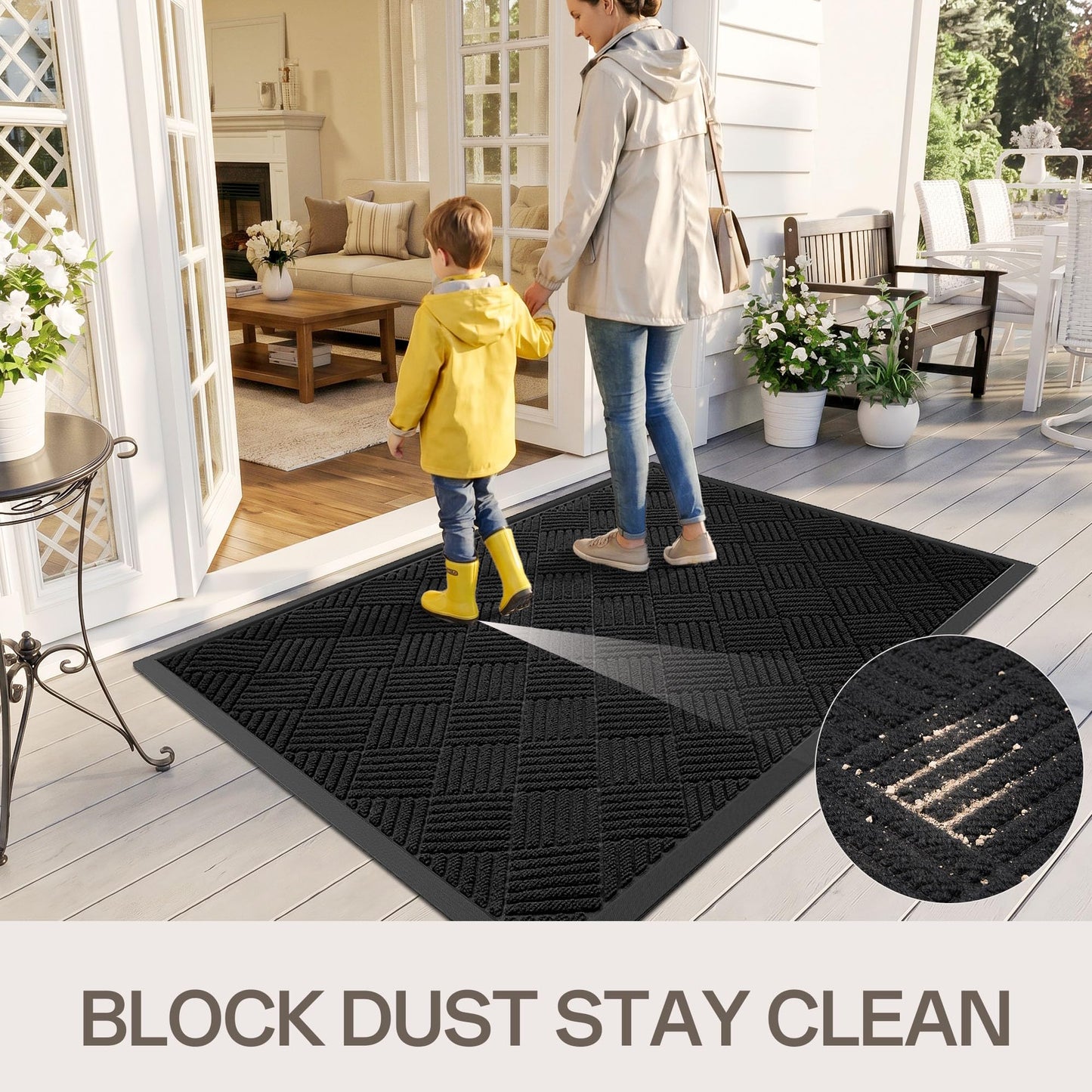 Amyracel Front Door Mat 36x72, Heavy Duty Commercial Floor Mat, All-Weather Waterproof Dirt Trapper Doormat for Indoor Outdoor Entryway, Low-Profile, Fade Resistant, Non-Slip, Easy Clean