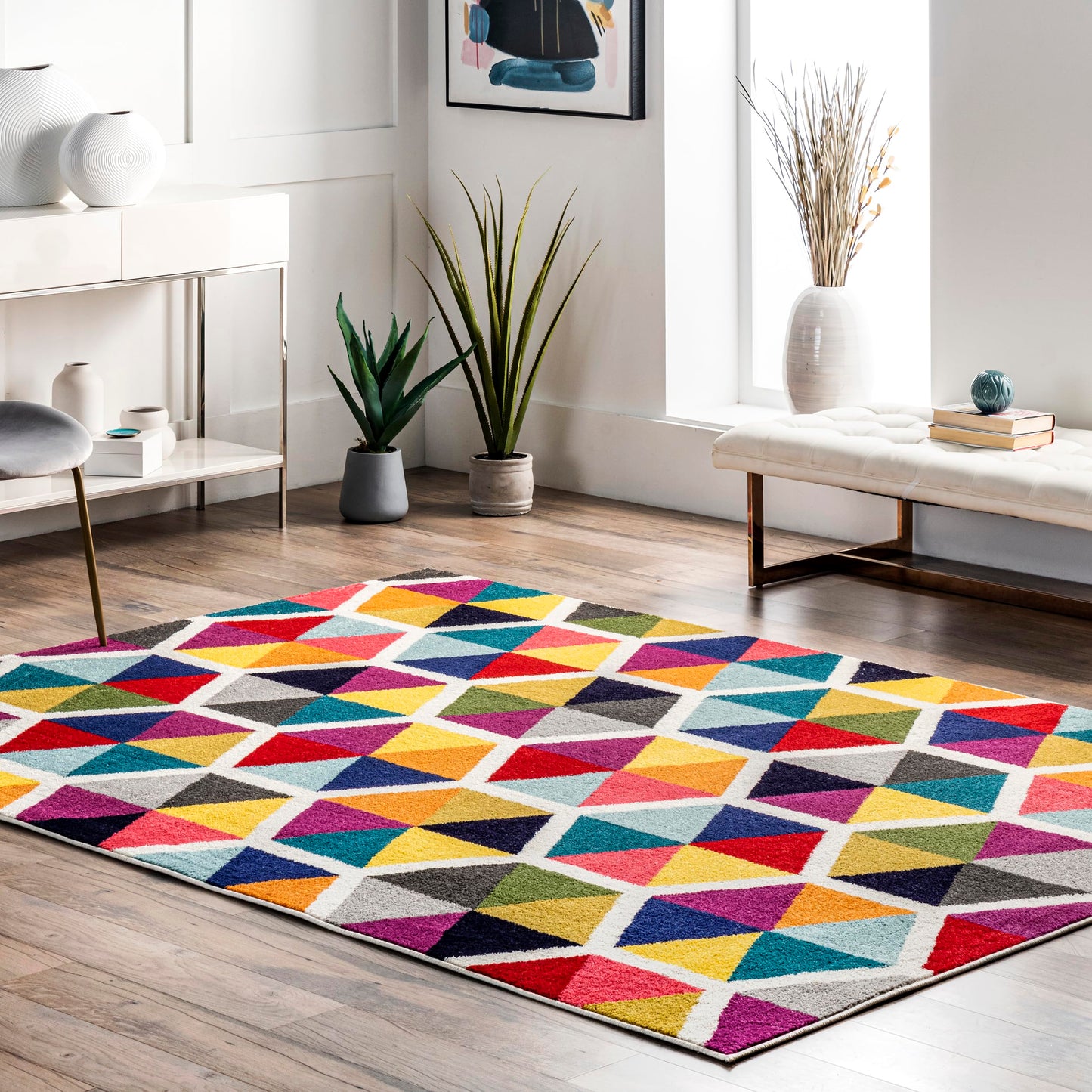 Nuloom Maris Multicolor/Ivory, 4'1" x 6', Geometric, Soft and Cozy, High Traffic, Stain Resistant, Easy Clean, Durable Area Rug for Bedroom, Living Room, Dining Space, Den, Foyer, Entryway