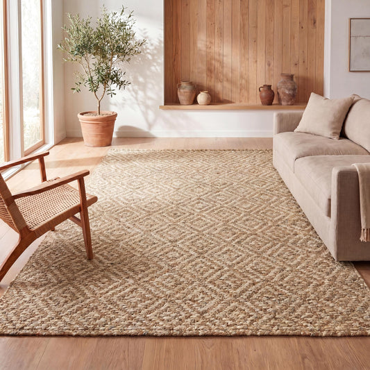 JONATHAN Y Hira Hand Woven Diamond Chunky Jute Natural Indoor Area Rug, 5x8, Bohemian, Transitional, Easy-Cleaning for Living Room, Bedroom, Kitchen, Pet Friendly, Non-Shedding (NFR100A-5)