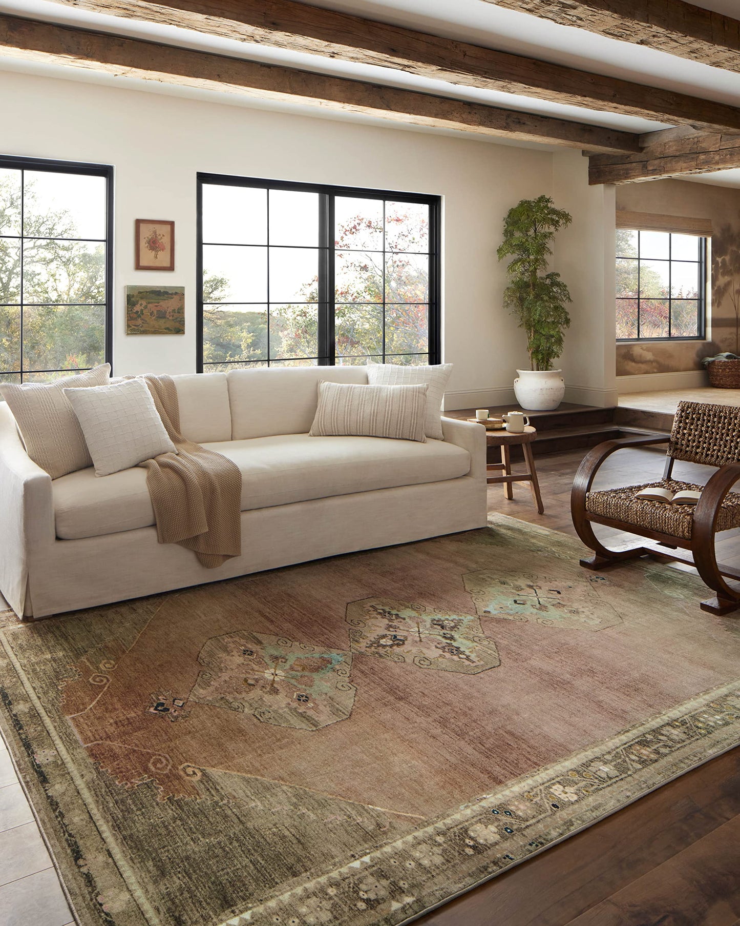 Loloi Magnolia Home by Joanna Gaines Sinclair Collection SIN-06 Clay/Tobacco 8'-6" x 11'-6", .25" Pile Height, Machine Washable, Area Rug
