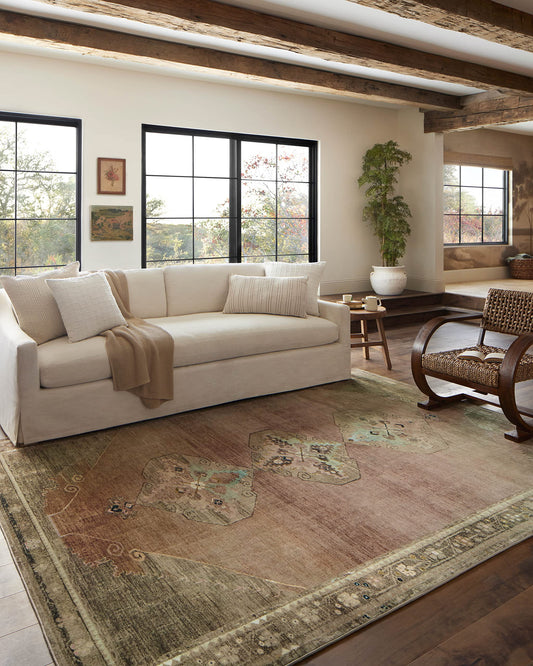 Loloi Magnolia Home by Joanna Gaines Sinclair Collection SIN-06 Clay/Tobacco 8'-6" x 11'-6", .25" Pile Height, Machine Washable, Area Rug