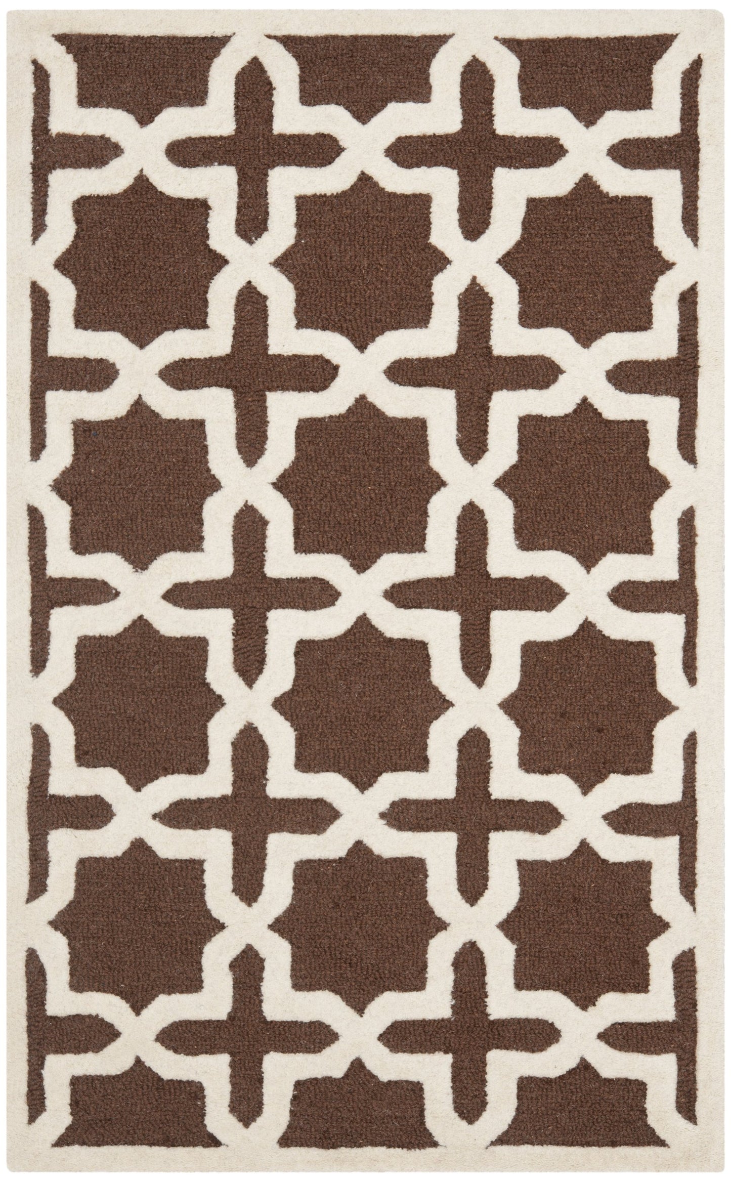SAFAVIEH Cambridge Collection 3' x 5' Dark Brown / Ivory CAM125H Handmade Moroccan Premium Wool Area Rug