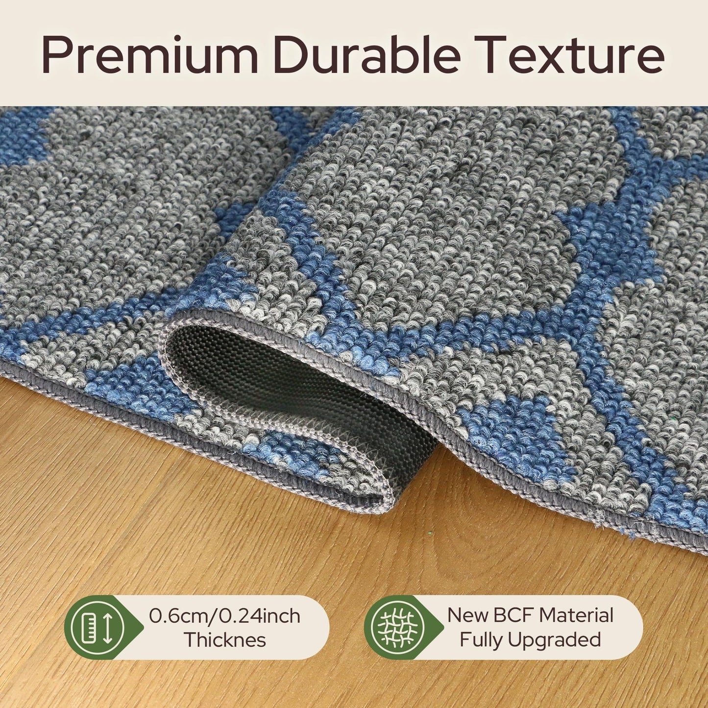 GENIMO Indoor Outdoor Area Rug 5X8, Non-Shedding, Machine Washable Mat for Patio, Balcony, Deck, Slate Grey