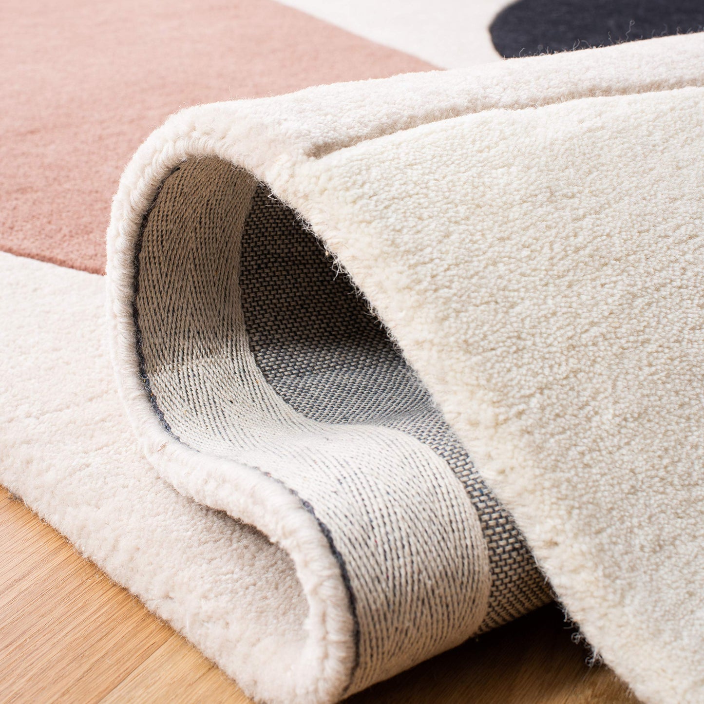 SAFAVIEH Fifth Avenue Collection 8' x 10' Beige / Black FTV119B Handmade Mid-Century Modern Abstract Wool Area Rug