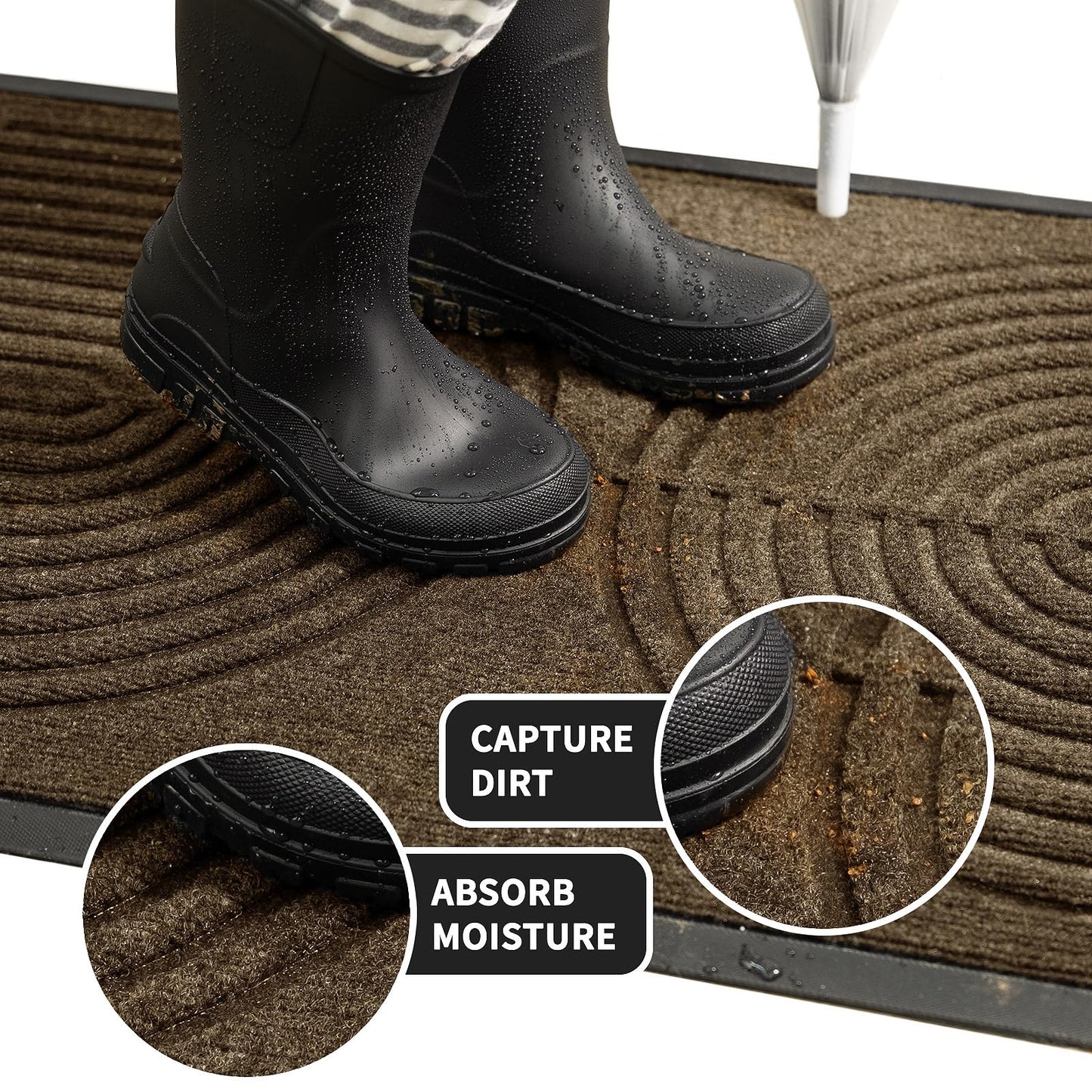 RORA Front Door Mat, Heavy Duty Door Rugs Outside Entrance,Non Slip Welcome Mats Indoor, Natural Rubber Doormat for Entryway, Patio, Garage, Porch, 29.5"x17", Brown