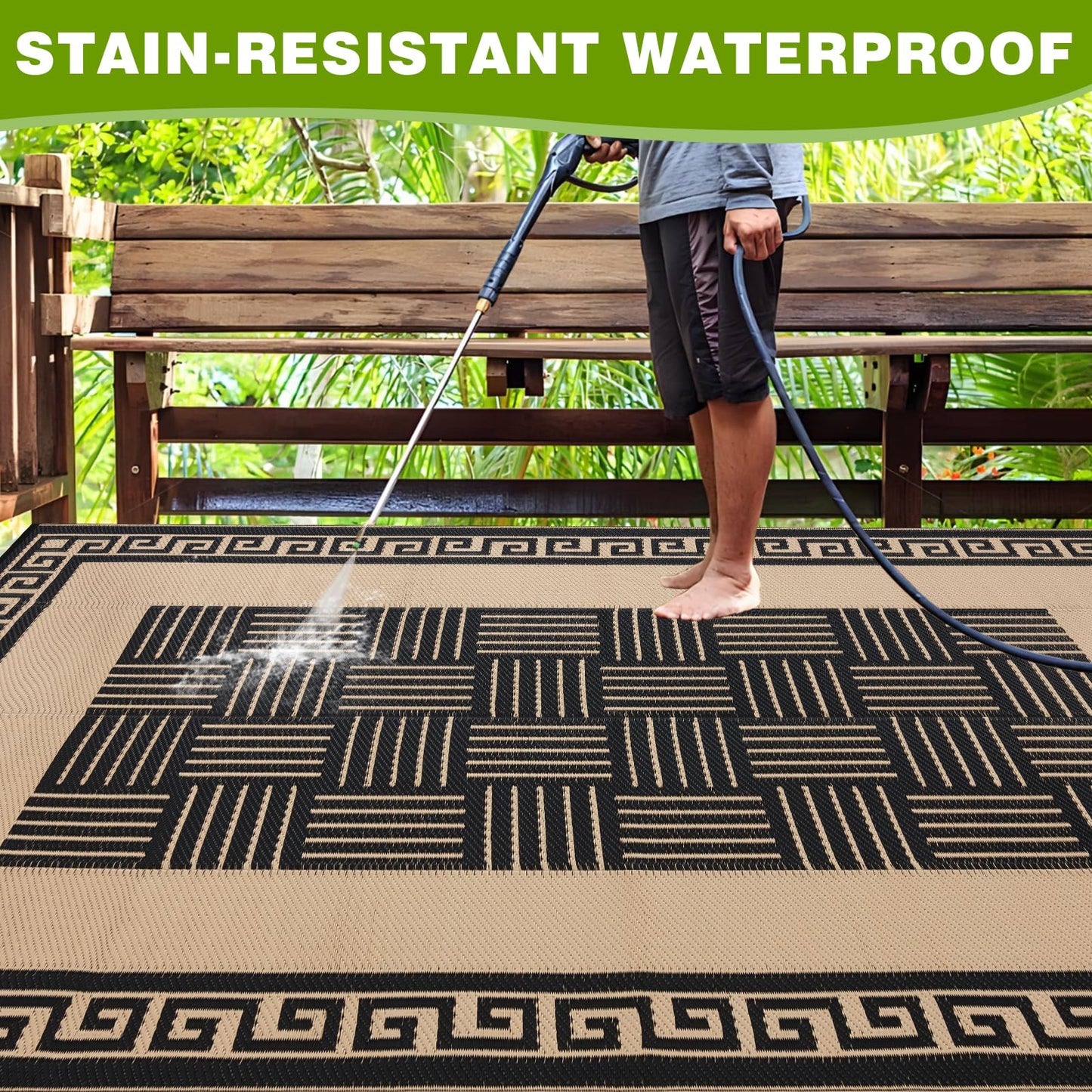 YONILE Outdoor Rug 5x8 ft Waterproof, Reversible Outdoor Plastic Straw Rug for Patios Clearance, Outdoor Area Rug Carpet RV Mat for Camping Backyard Deck Porch