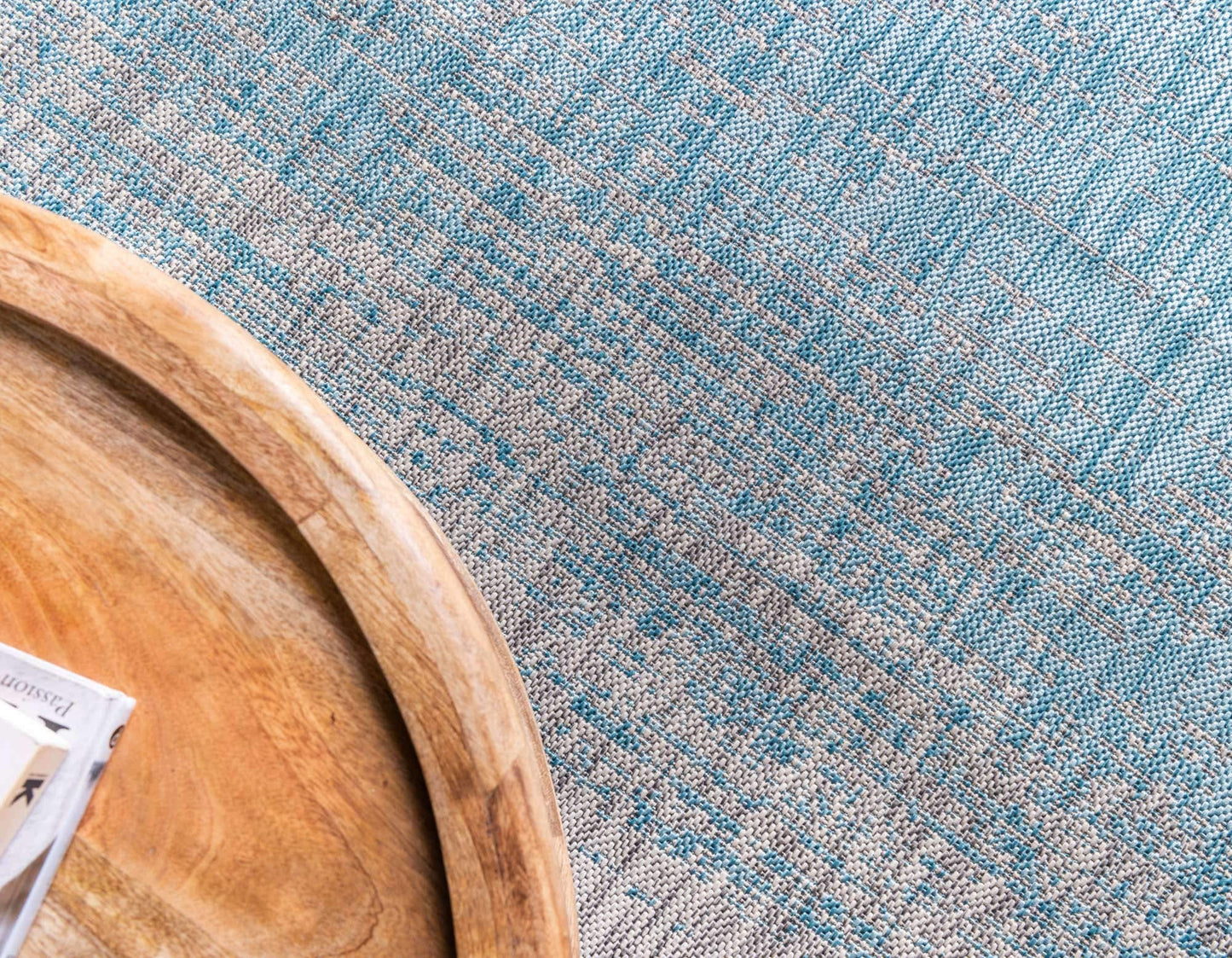 Unique Loom Outdoor Modern Collection Area Rug - Ombre (7' 1" x 10' Rectangle, Aqua/ Ivory)