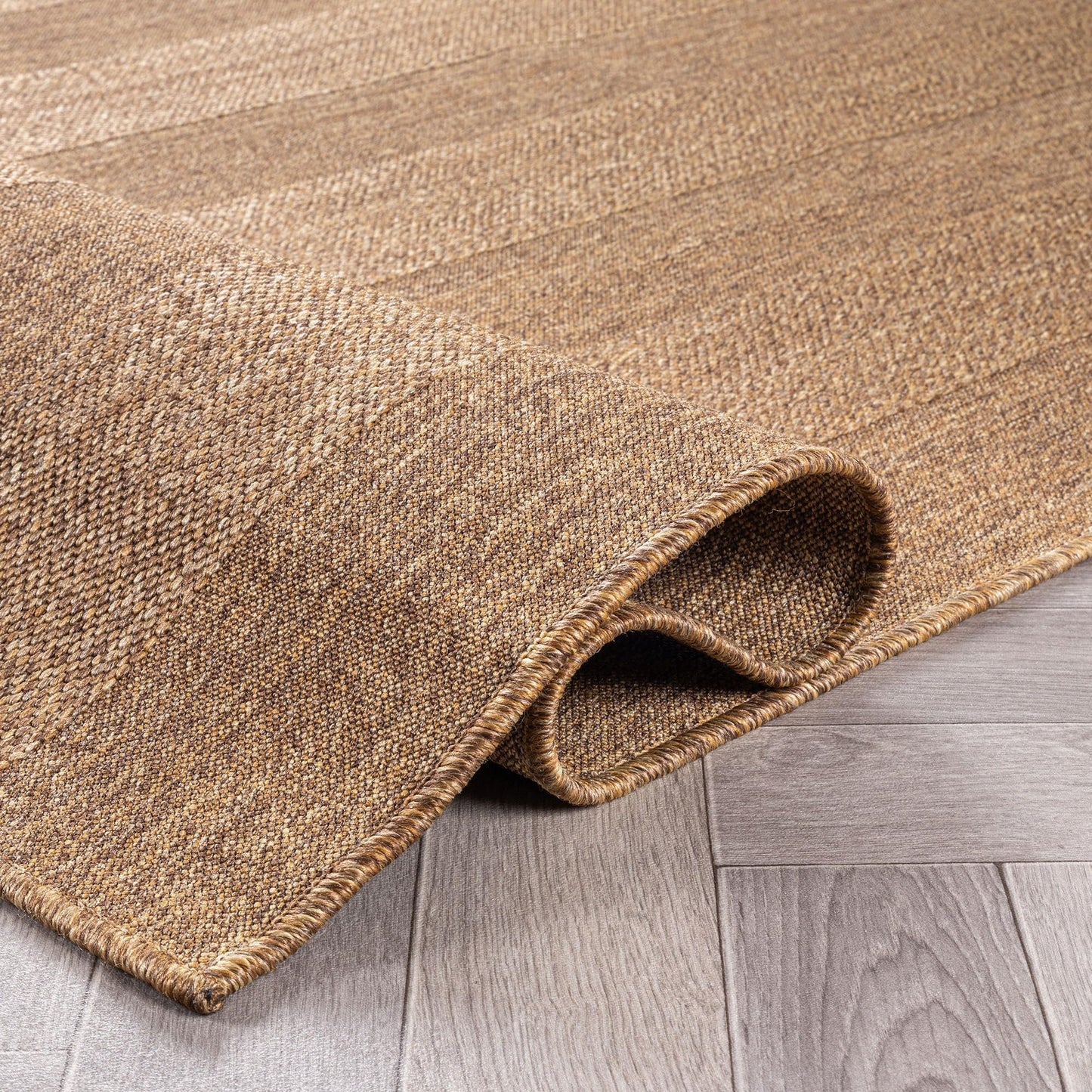 Rugshop Striped Indoor Outdoor Flat Woven Area Rug,Natural Jute-Style,Easy-Care Patio Rug for Backyard Porch Deck Balcony, 6'6" x 9' Natural/Jute