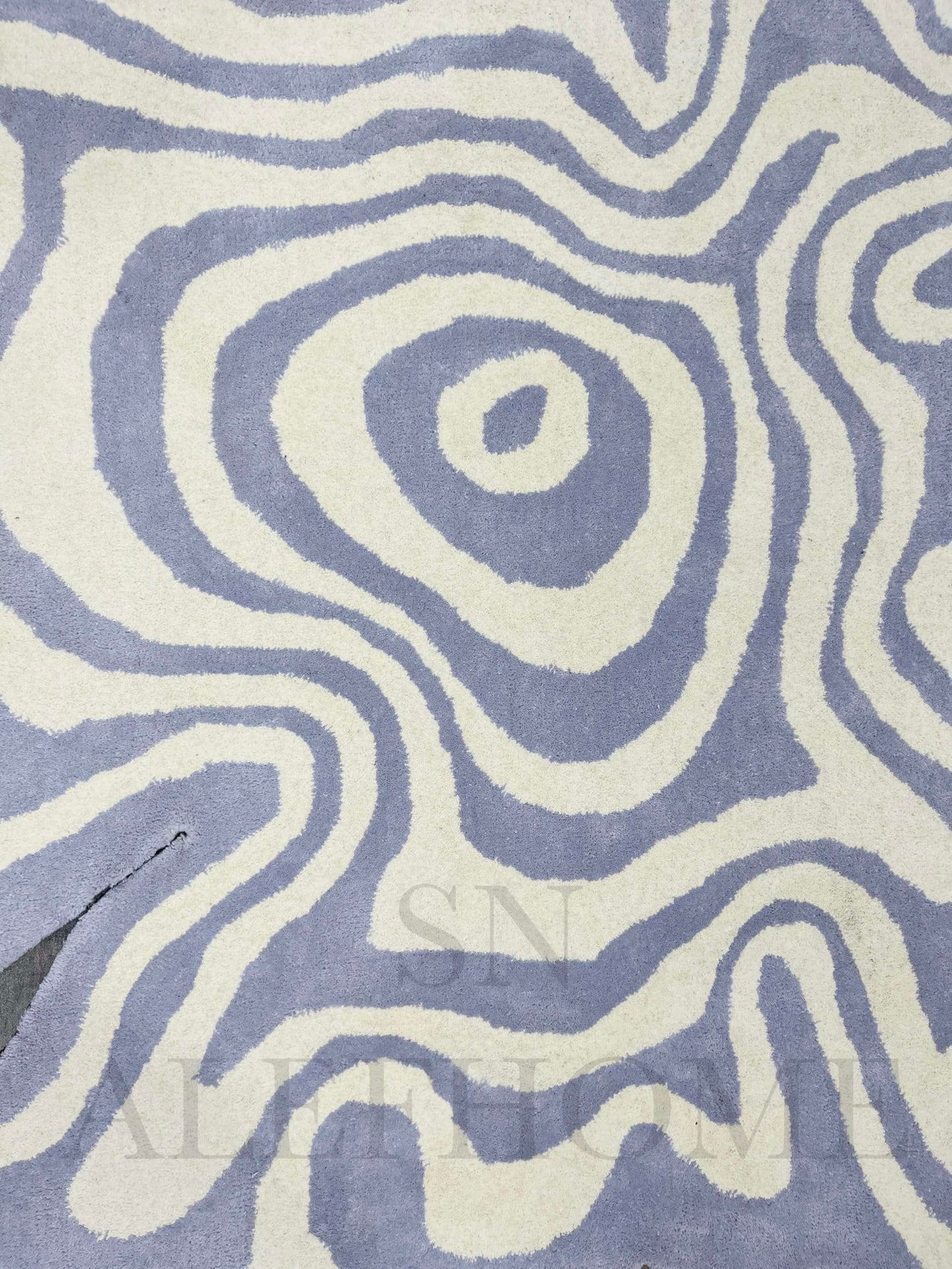 Premium Hand-Tufted Wool Rug 3×3 ft – Irregular Organic Shape with 3D Optical Illusion Design | Modern Accent Carpet for Living Room, Bedroom, Kids Playroom, Lounge, Home Decor, Silver & Green