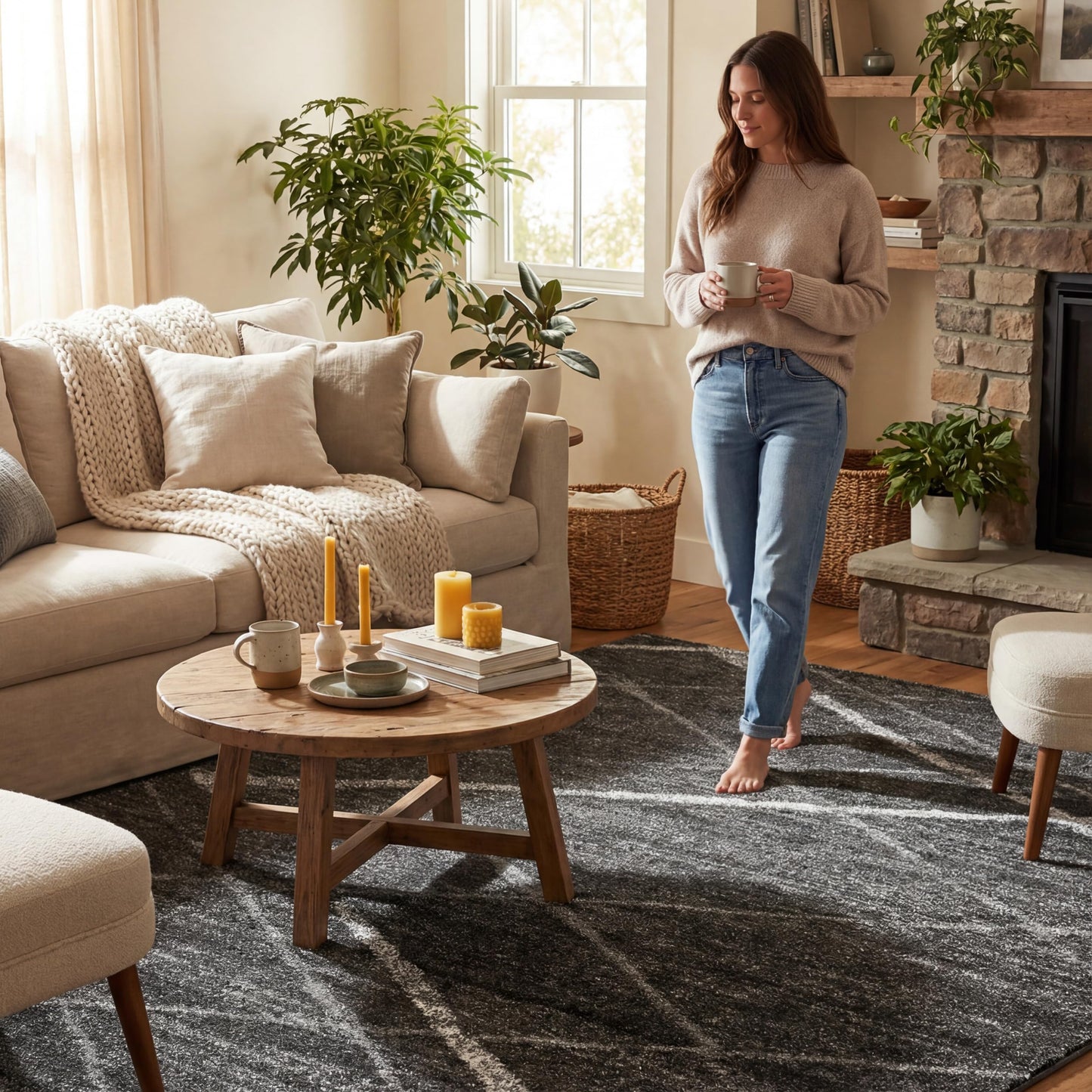 Nuloom Thigpen Charcoal/Grey, 7'6" x 9'6", Soft and Cozy, High Traffic, Stain Resistant, Easy Clean, Non-Shed, Durable Area Rug for Bedroom, Living Room, Dining Space, Den, Foyer, Entryway