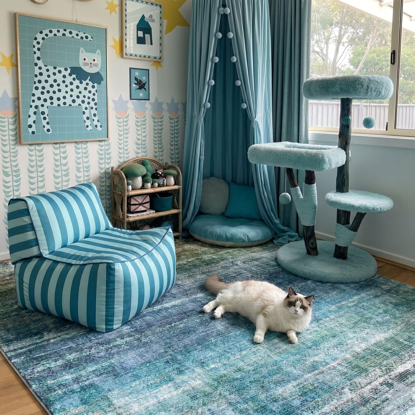 Kokia Abstract Teal Area Rug Living Room 5x7 Colorful Washable Large Rug Bedroom Living Room Under Dining Table Soft Non Slip Stain Resistant Carpet Room Decor, Blue and Green