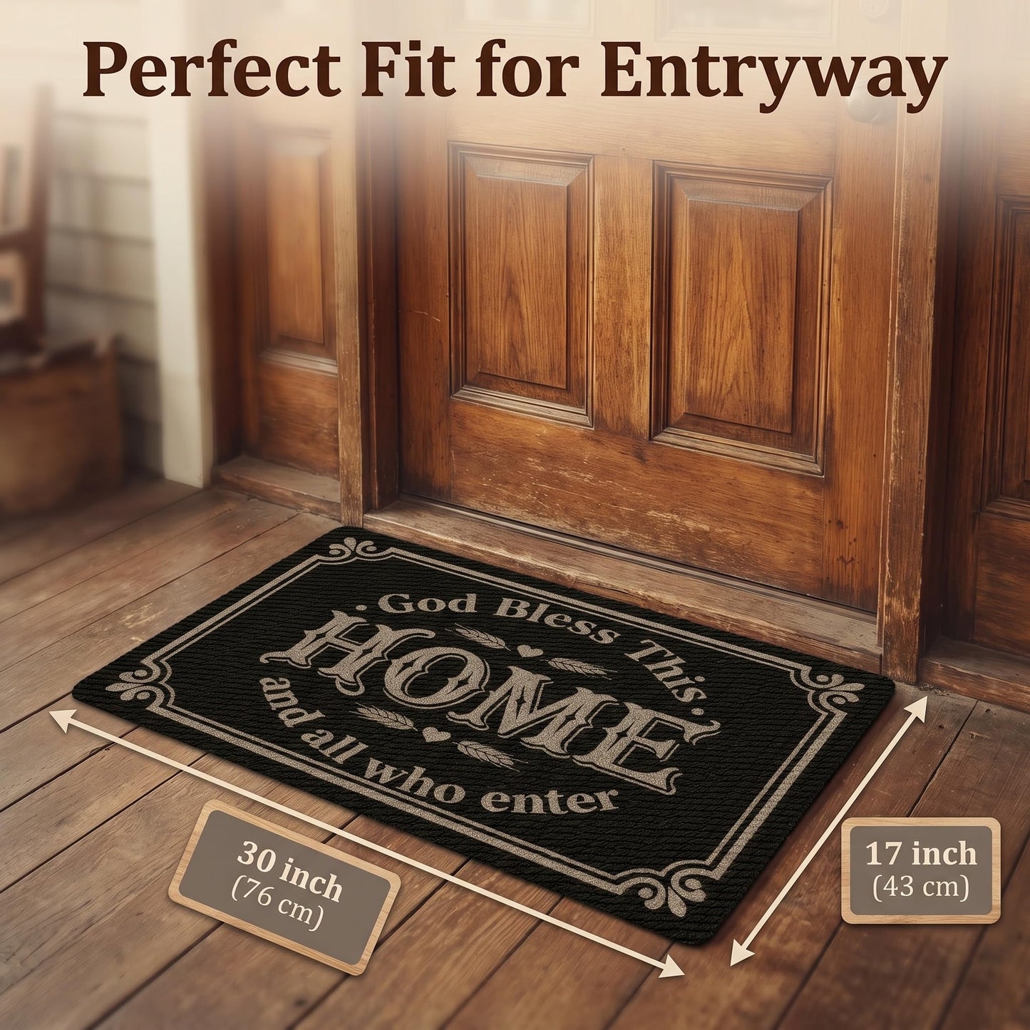 DIDIDOUDOU May God Bless This Home and All Who Enter Christian Doormat Black Non-Slip Mat for High Traffic Areas Perfect Home Decor for Porch 30"(W) X 17"(L) House Warming Gift