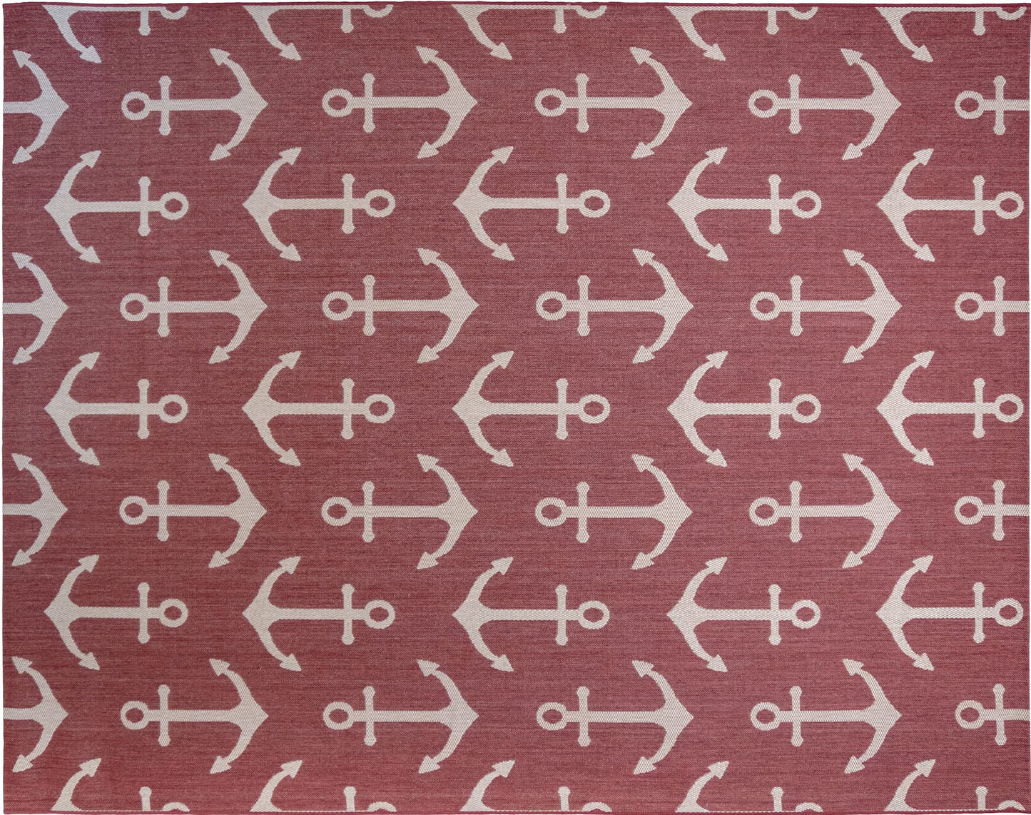 Gertmenian Indoor Outdoor Area Rug, Classic Flatweave, Washable, Stain & UV Resistant Carpet, Deck, Patio, Poolside & Mudroom, 9x13 Ft Extra Large, Anchor, Red