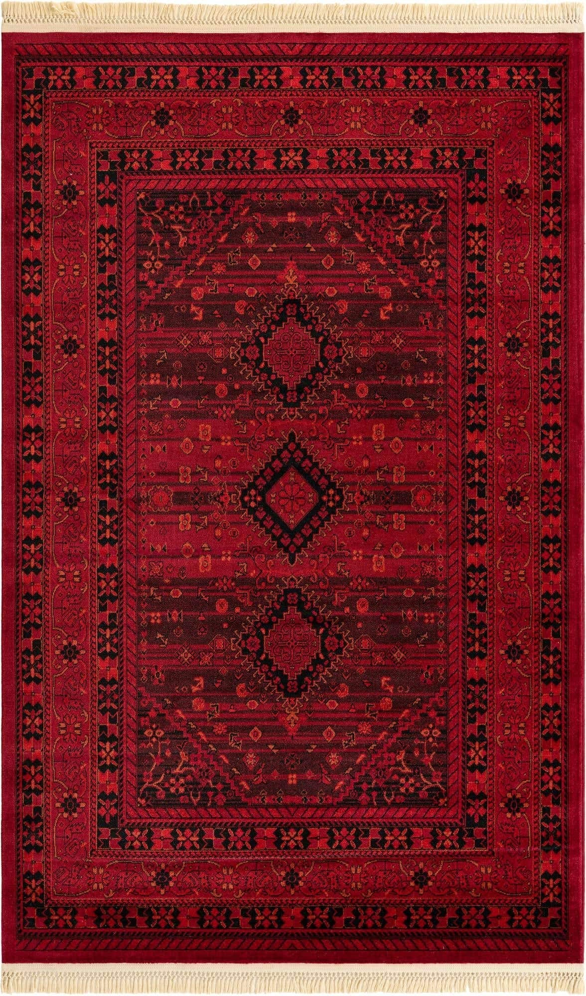 Unique Loom Tekke Collection Area Rug - Sheibani (5' 3" x 8' Rectangle, Red/ Black)